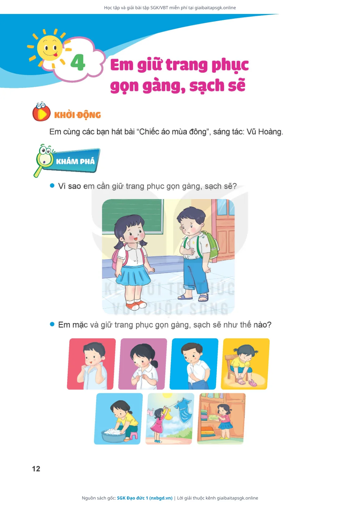 Trang 12 sách giáo khoa SGK Đạo đức 1 bản chuẩn