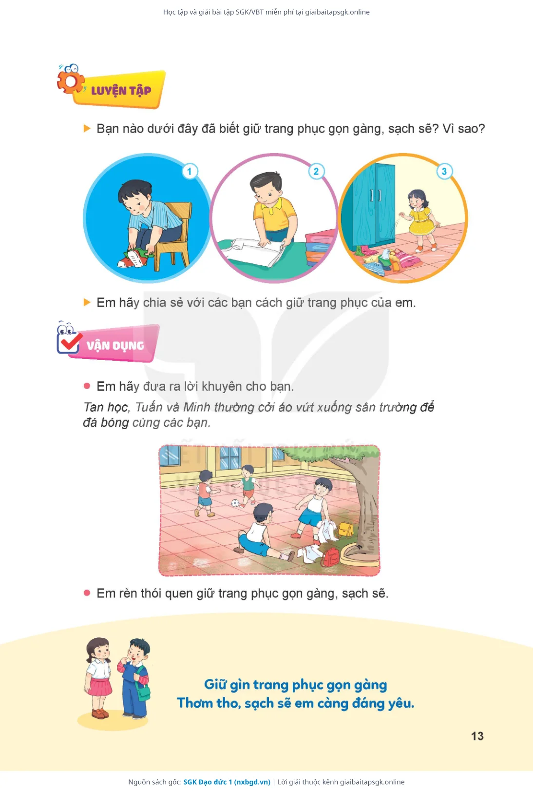 Trang 13 sách giáo khoa SGK Đạo đức 1 thu nhỏ