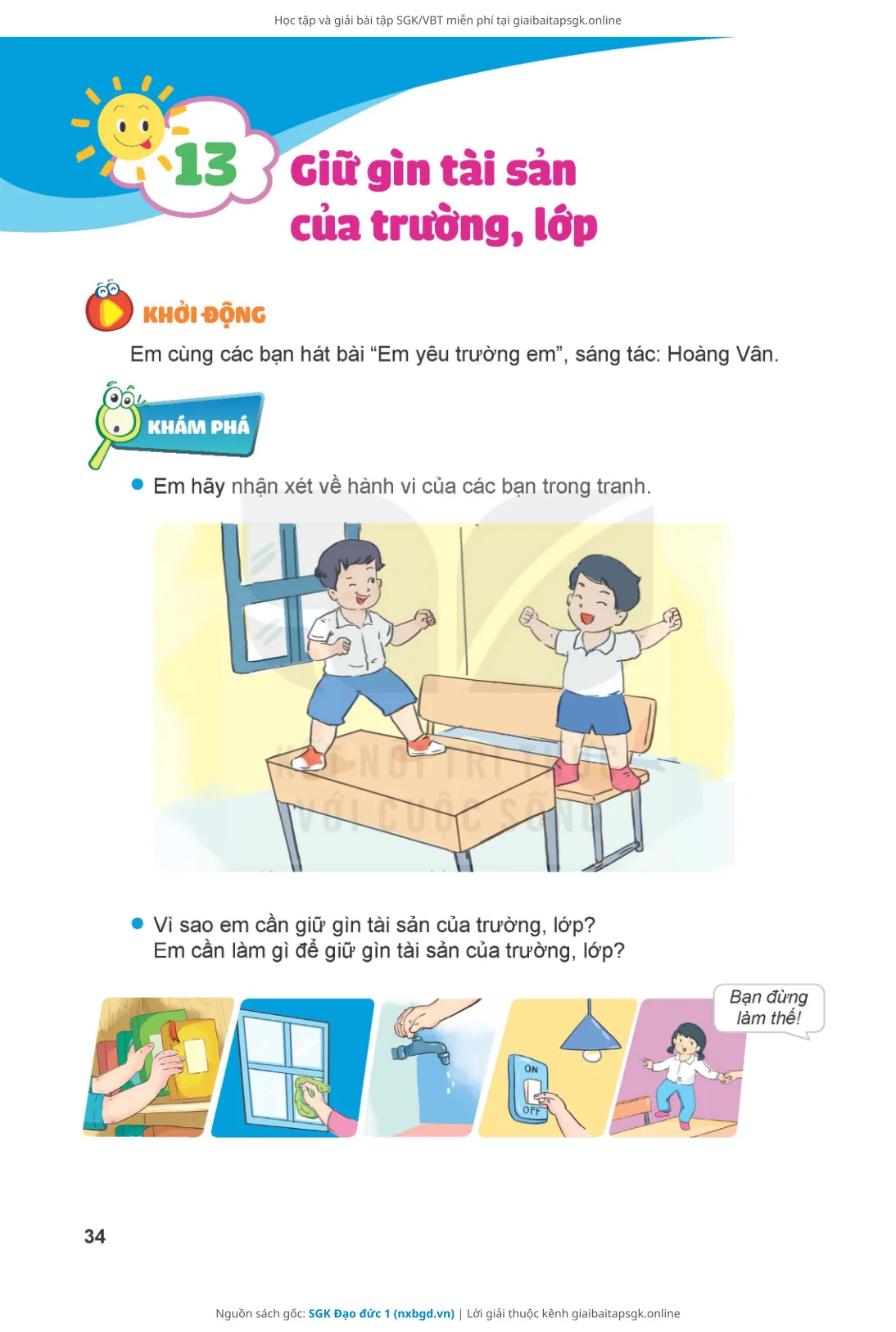 Trang 34 sách giáo khoa SGK Đạo đức 1 bản chuẩn