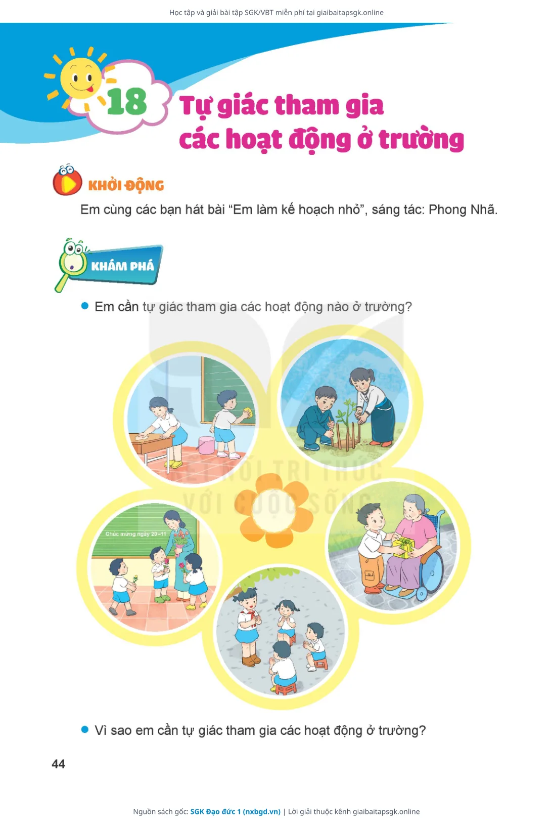 Trang 44 sách giáo khoa SGK Đạo đức 1 bản chuẩn
