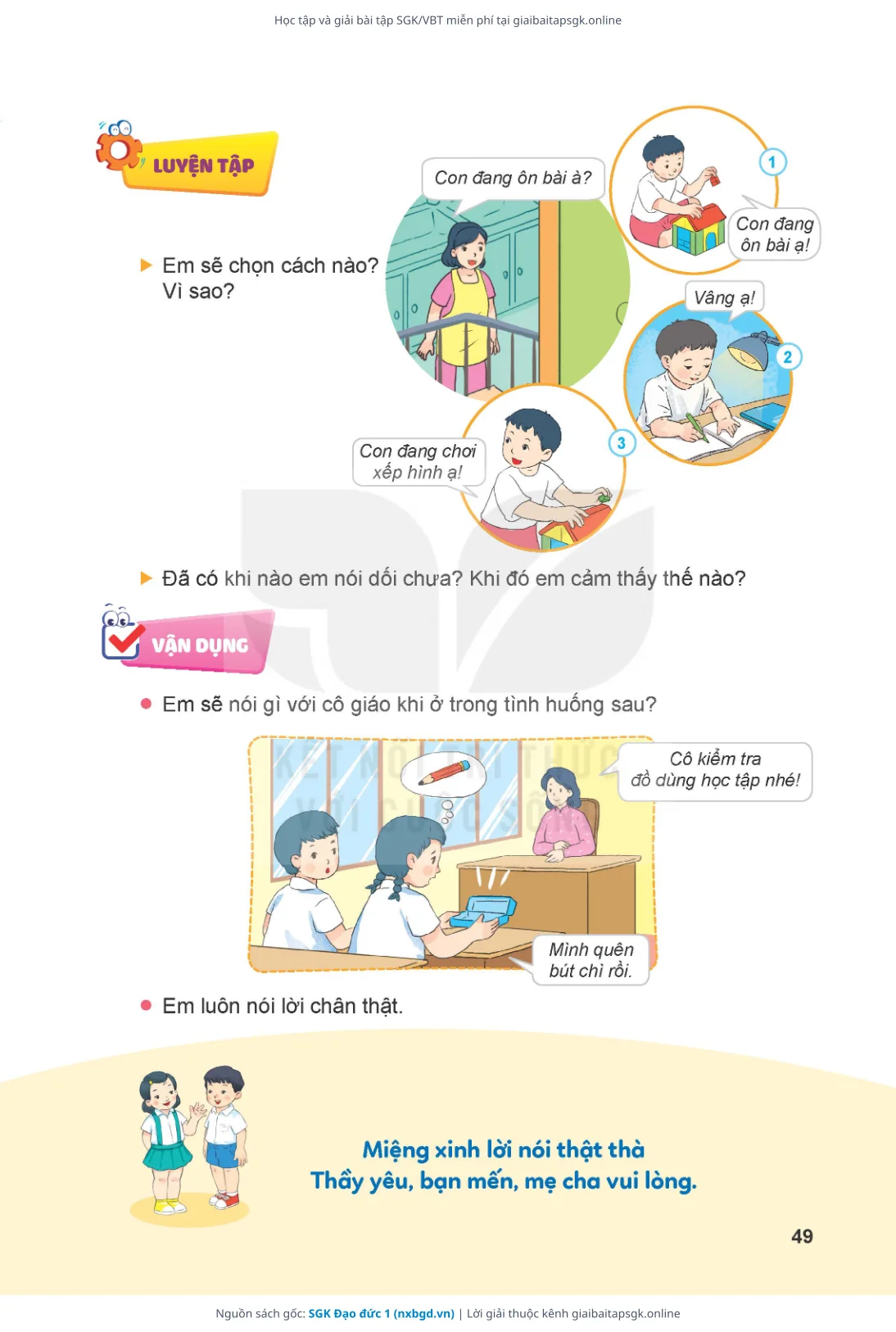 Trang 50 sách giáo khoa SGK Đạo đức 1 thu nhỏ