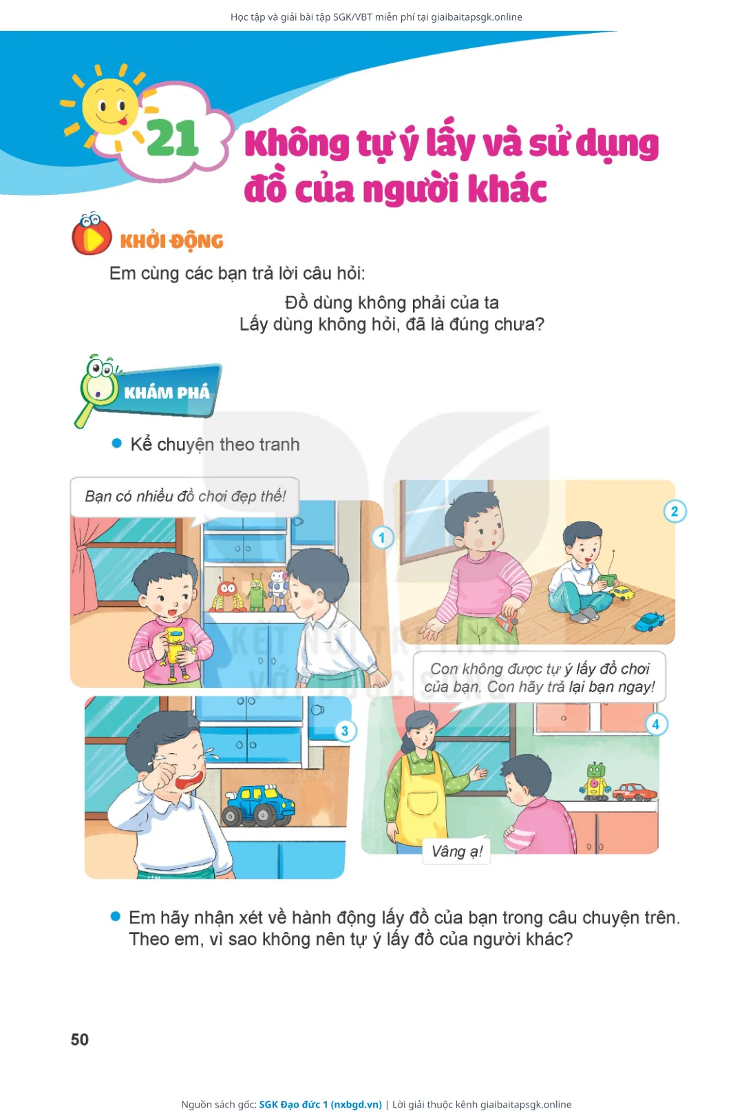 Trang 50 sách giáo khoa SGK Đạo đức 1 bản chuẩn