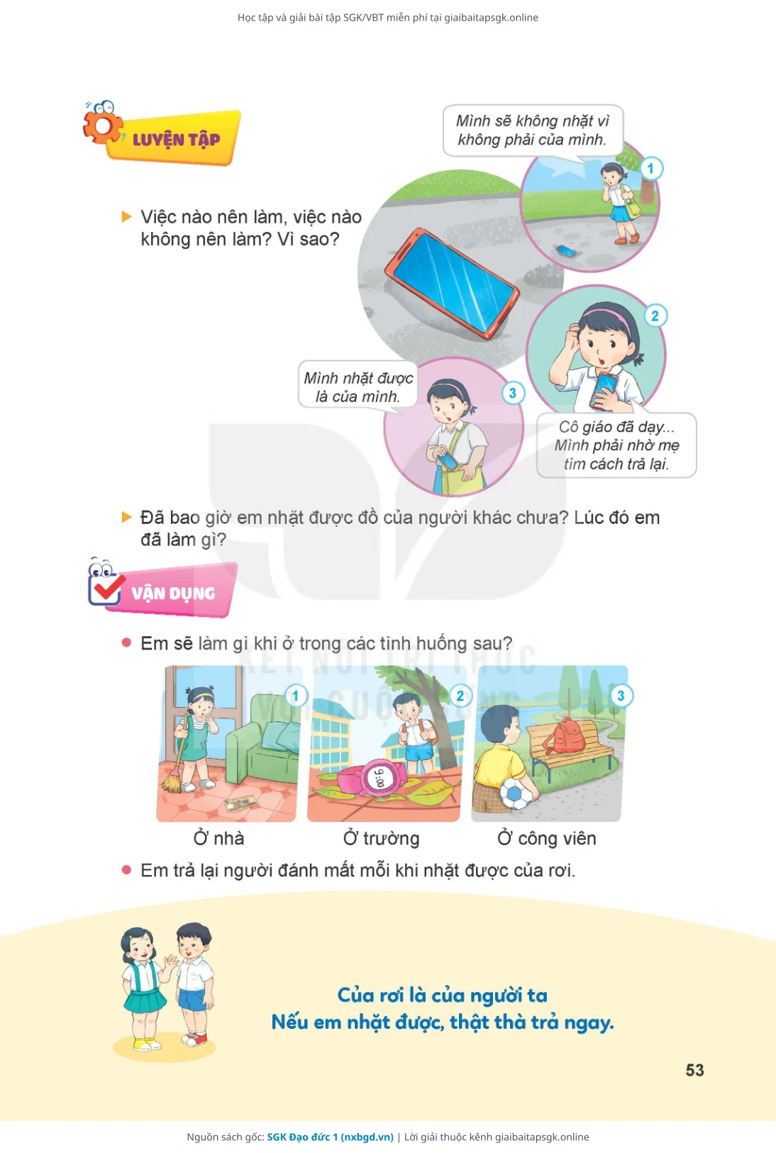 Trang 54 sách giáo khoa SGK Đạo đức 1 thu nhỏ