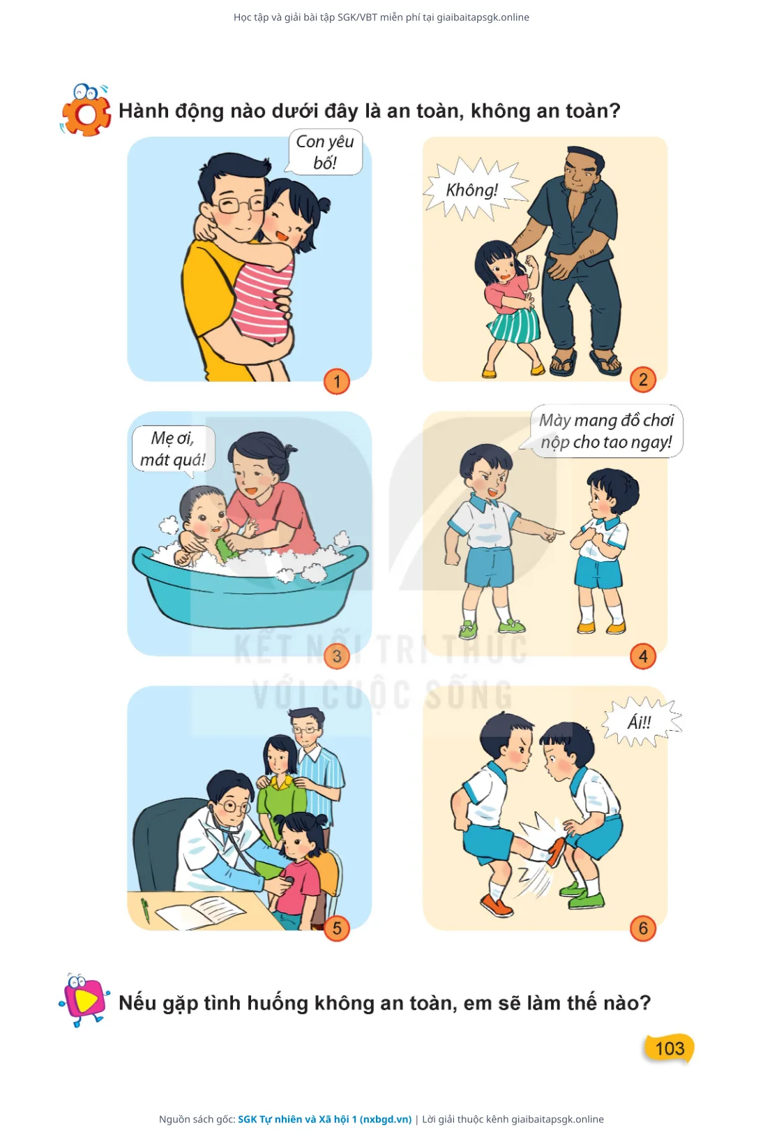 Trang 104 sách giáo khoa SGK Tự nhiên và Xã hội 1 thu nhỏ
