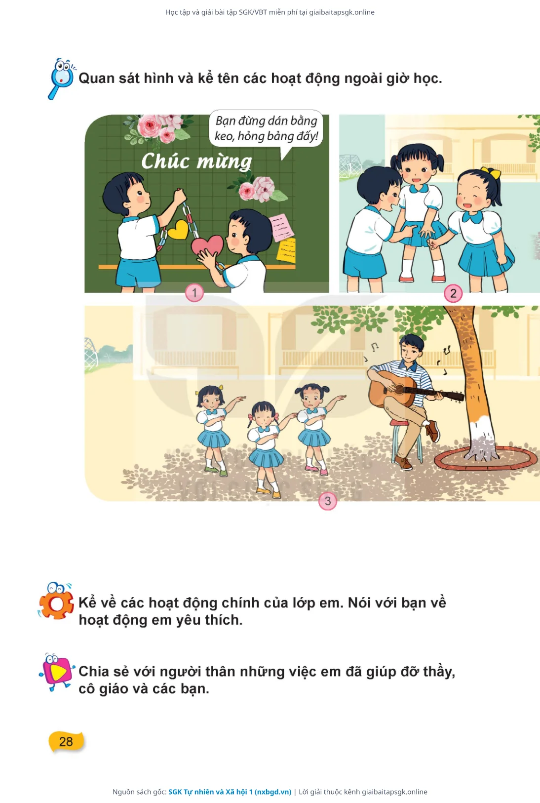 Trang 29 sách giáo khoa SGK Tự nhiên và Xã hội 1 thu nhỏ