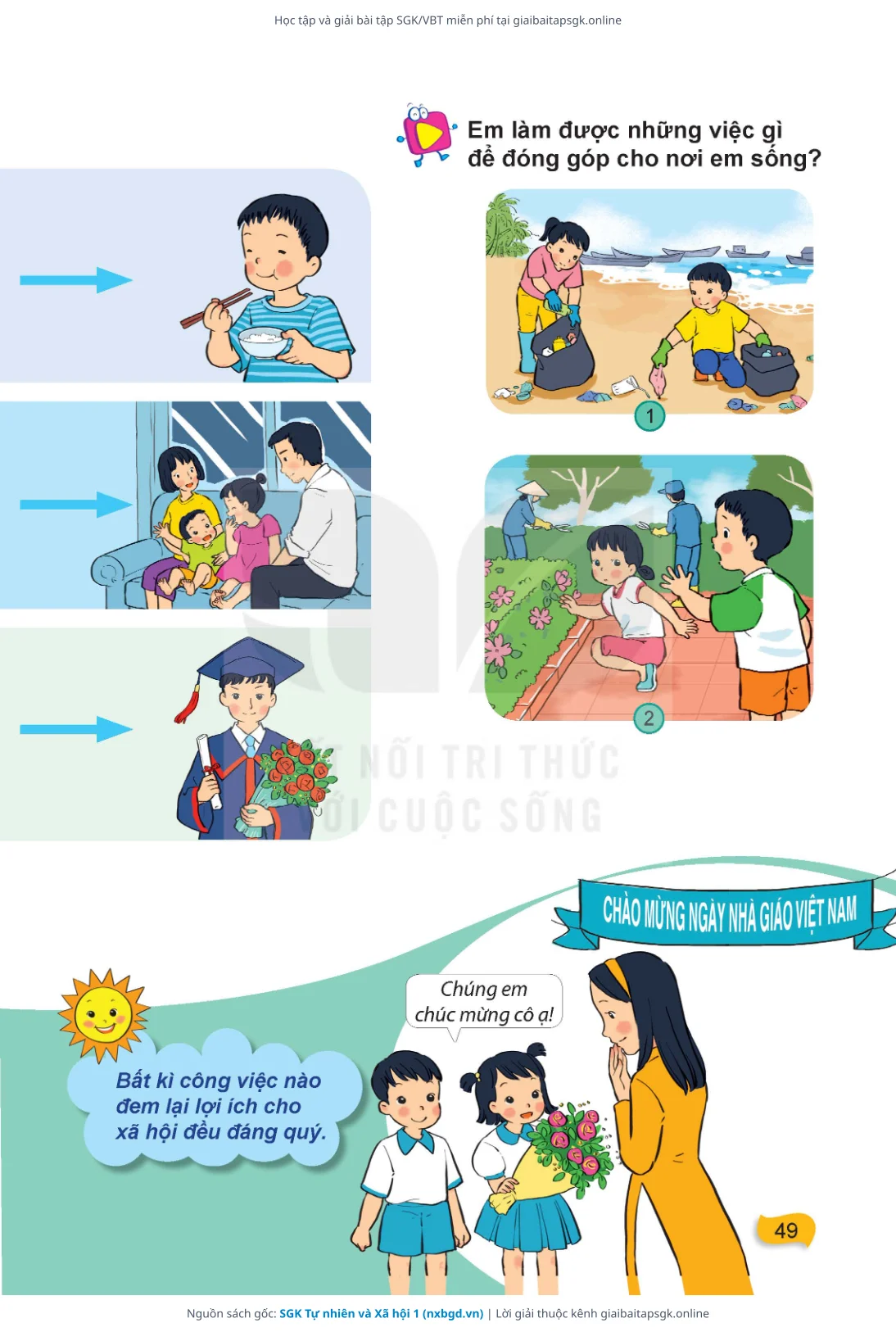 Trang 50 sách giáo khoa SGK Tự nhiên và Xã hội 1 thu nhỏ