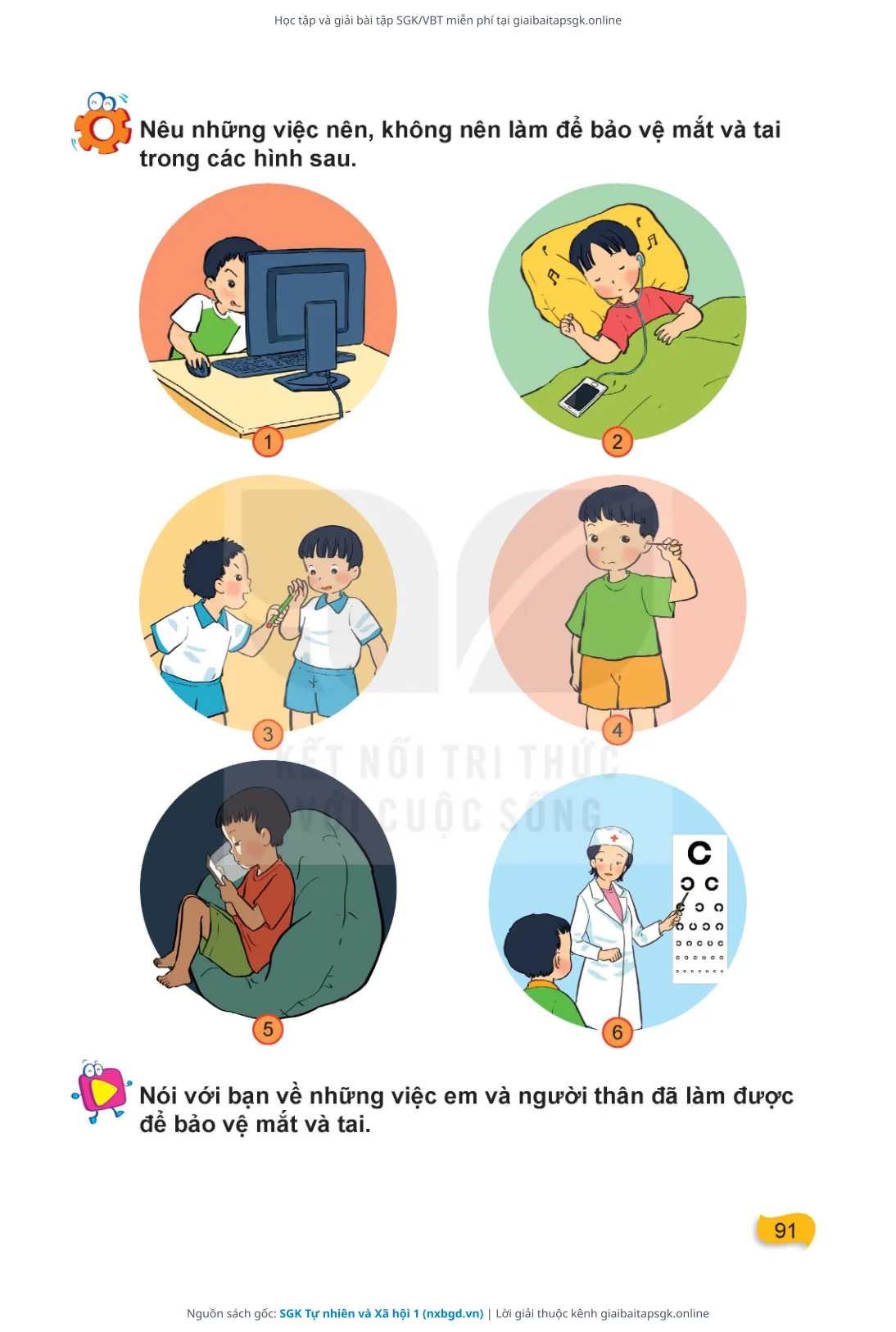 Trang 92 sách giáo khoa SGK Tự nhiên và Xã hội 1 thu nhỏ