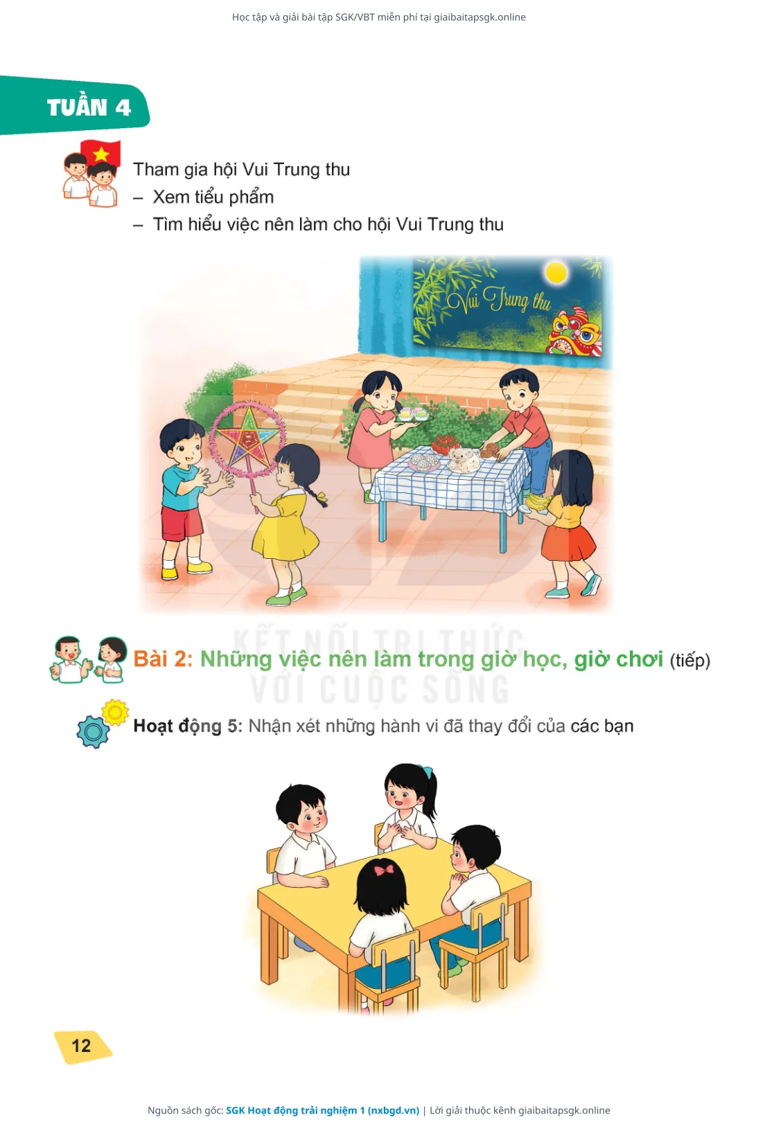 Trang 12 sách giáo khoa SGK Hoạt động trải nghiệm 1 thu nhỏ