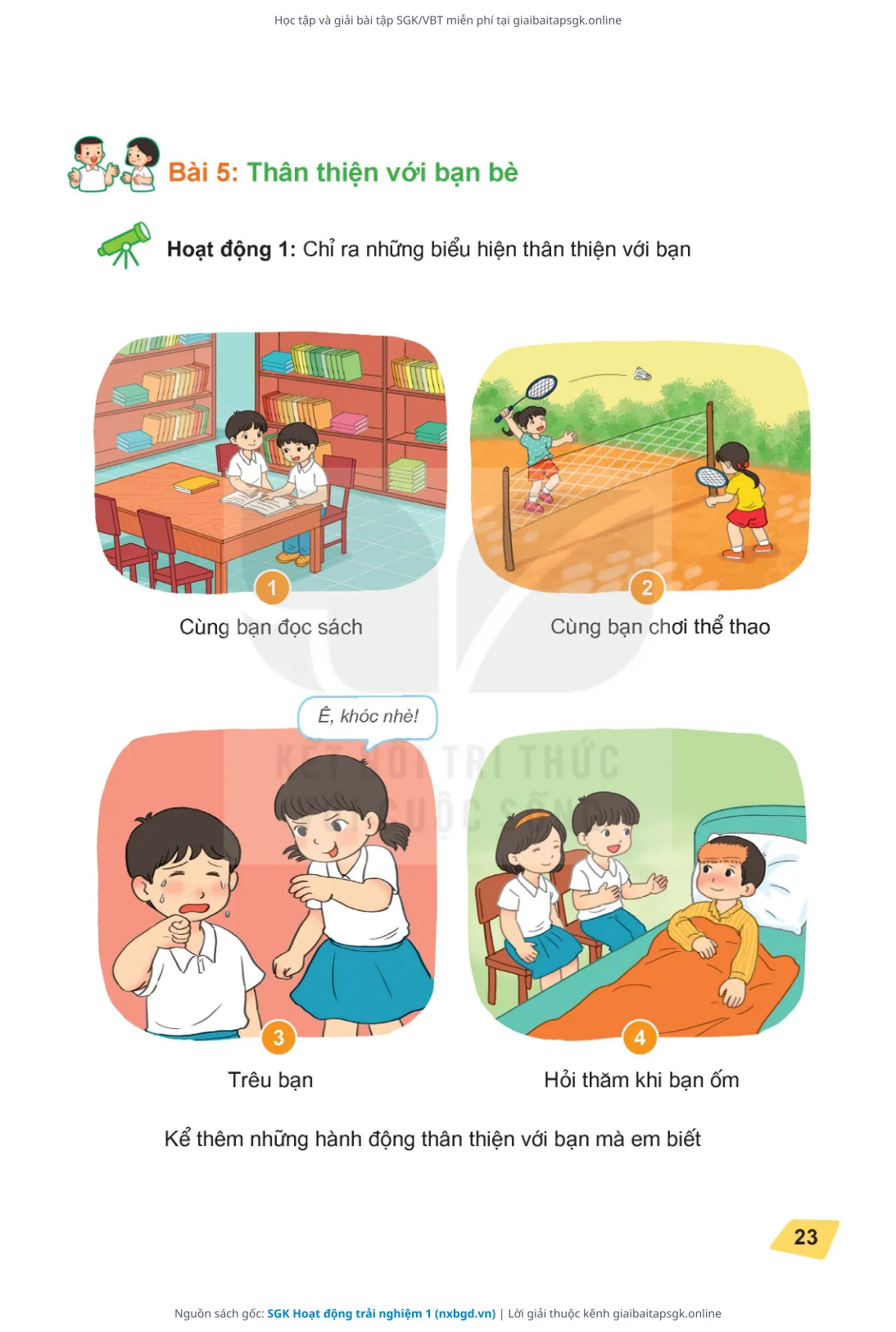 Trang 23 sách giáo khoa SGK Hoạt động trải nghiệm 1 bản chuẩn