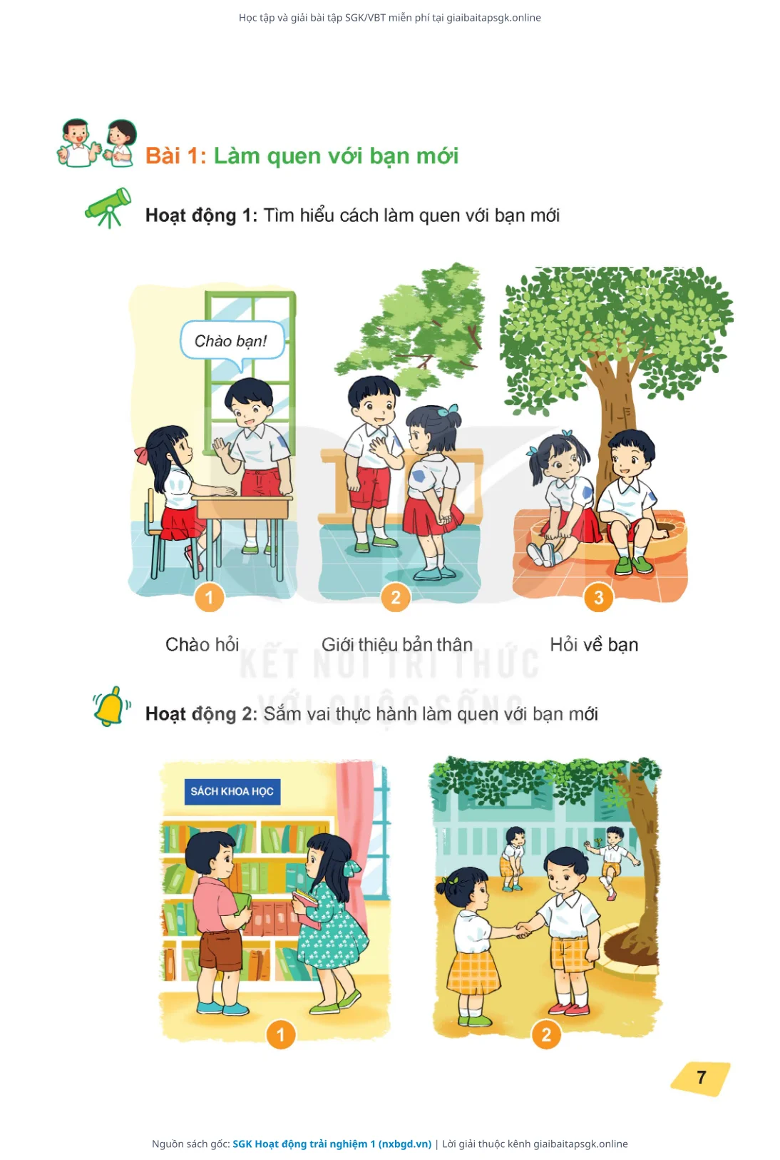 Trang 7 sách giáo khoa SGK Hoạt động trải nghiệm 1 bản chuẩn
