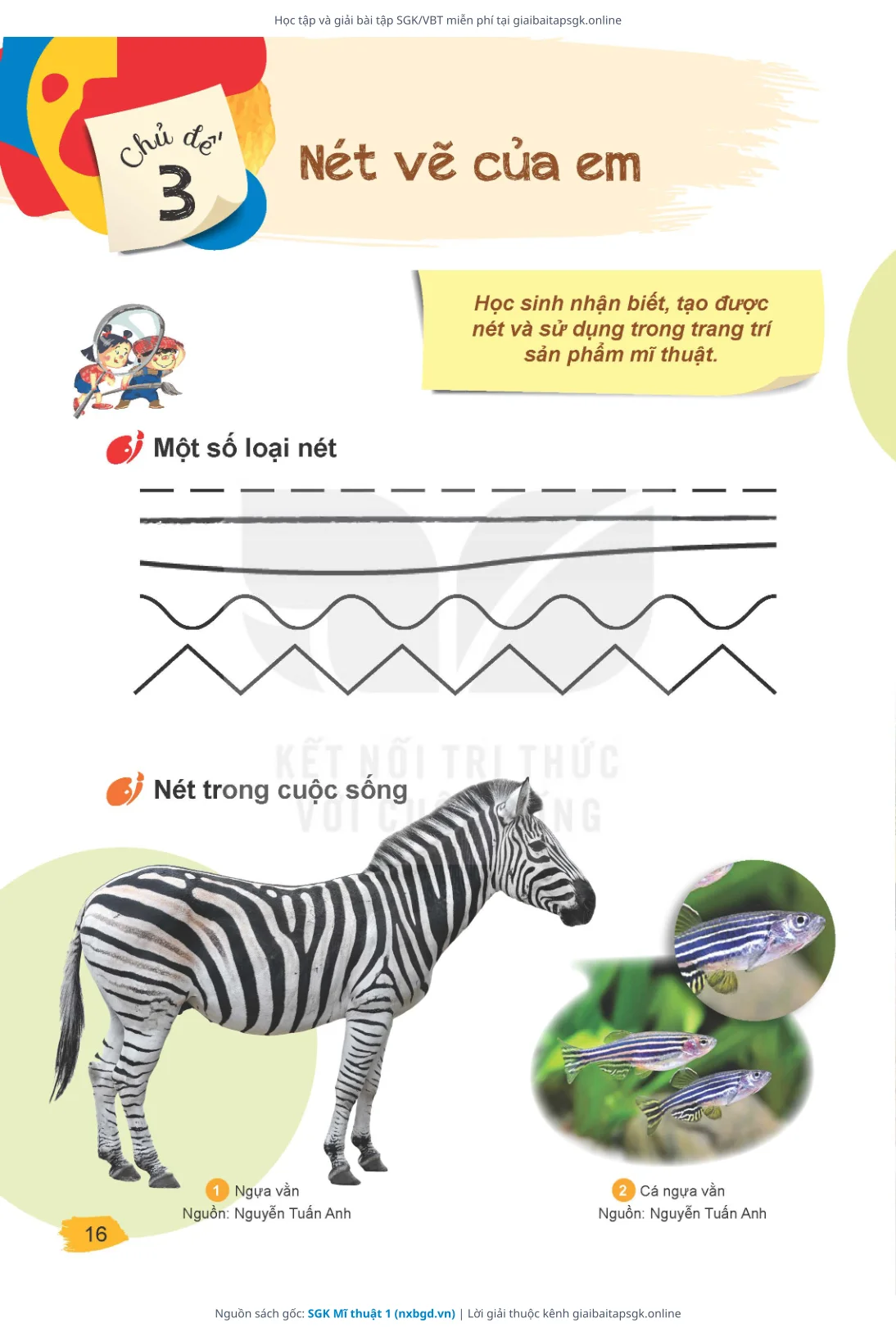 Trang 16 sách giáo khoa SGK Mĩ thuật 1 bản chuẩn