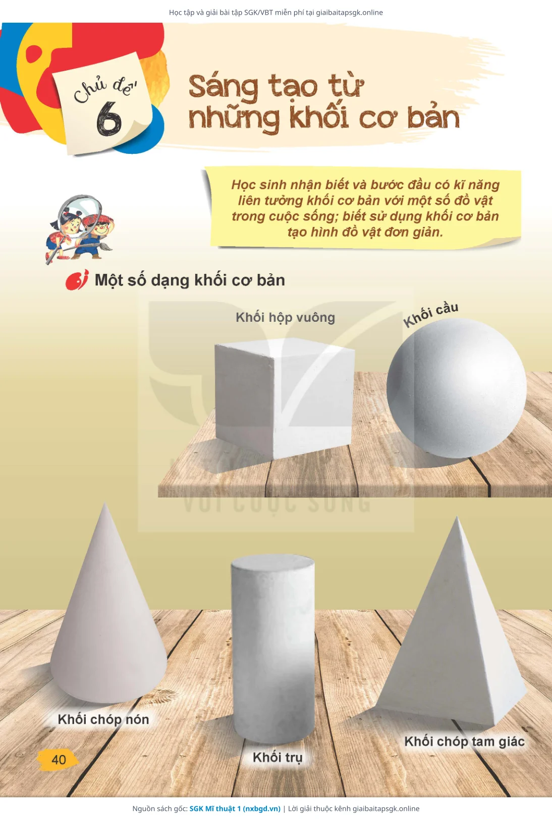 Trang 40 sách giáo khoa SGK Mĩ thuật 1 bản chuẩn