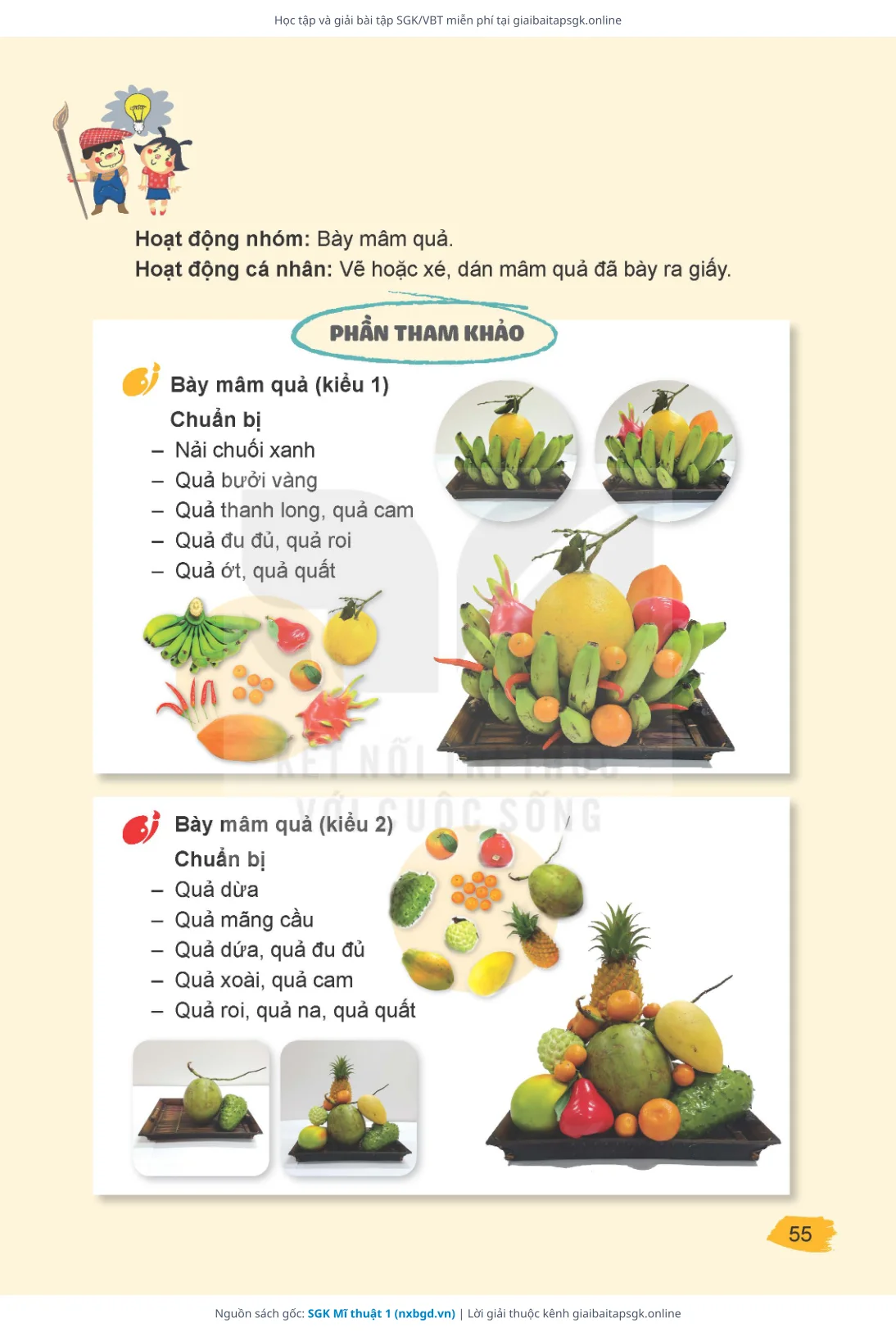 Trang 55 sách giáo khoa SGK Mĩ thuật 1 thu nhỏ