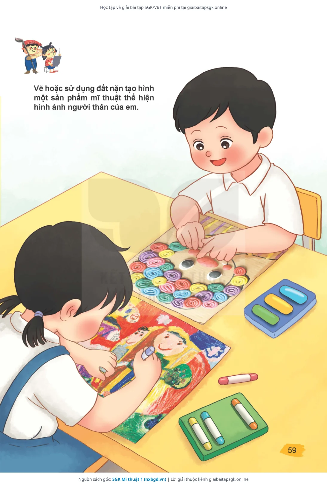 Trang 60 sách giáo khoa SGK Mĩ thuật 1 thu nhỏ