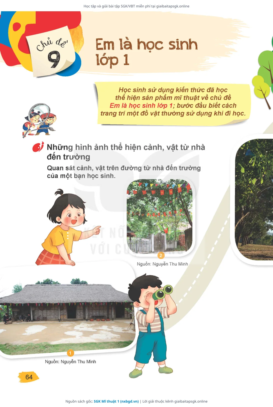Trang 64 sách giáo khoa SGK Mĩ thuật 1 bản chuẩn