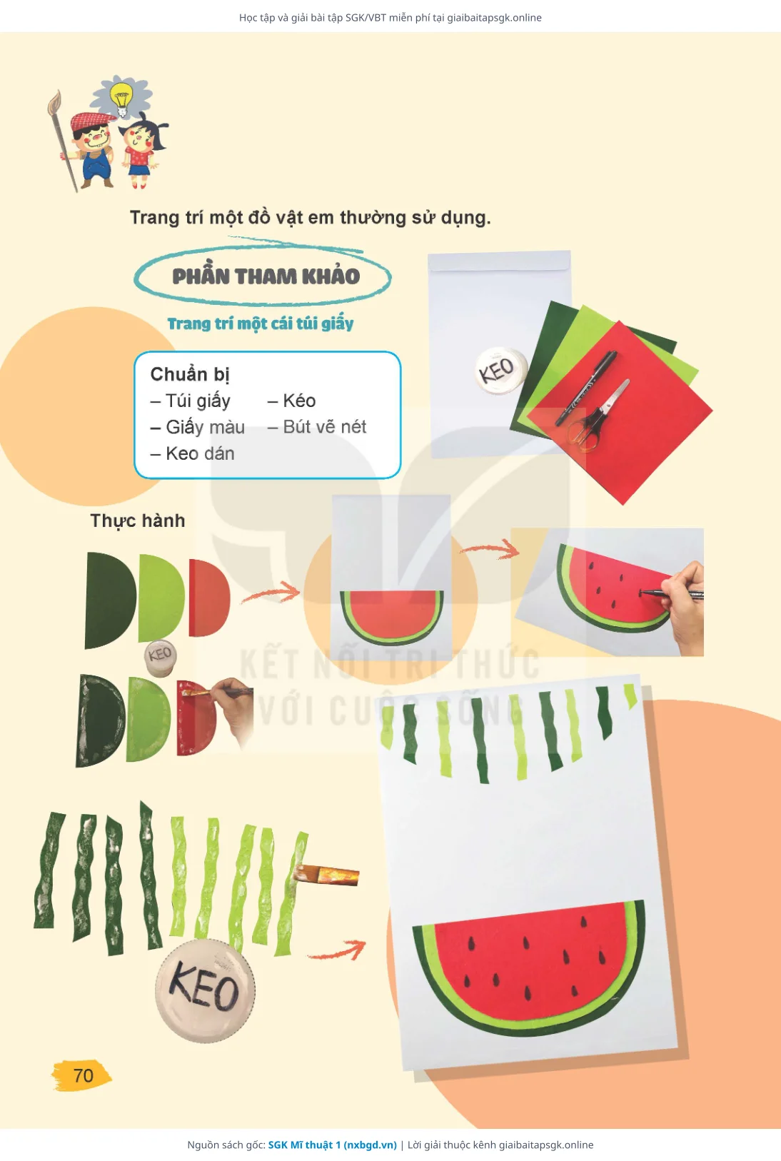 Trang 70 sách giáo khoa SGK Mĩ thuật 1 thu nhỏ
