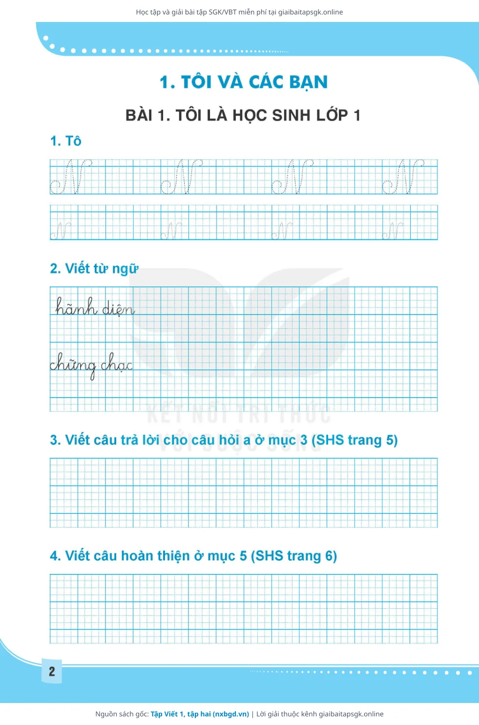 Trang 3 sách giáo khoa Tập Viết 1, tập hai thu nhỏ