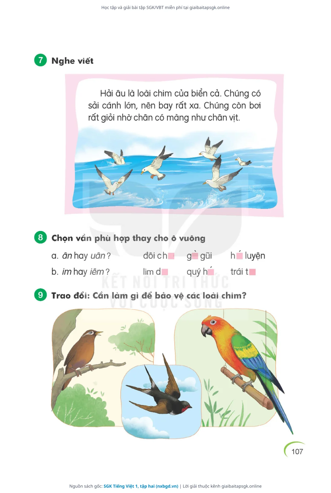 Trang 107 sách giáo khoa SGK Tiếng Việt 1, tập hai thu nhỏ