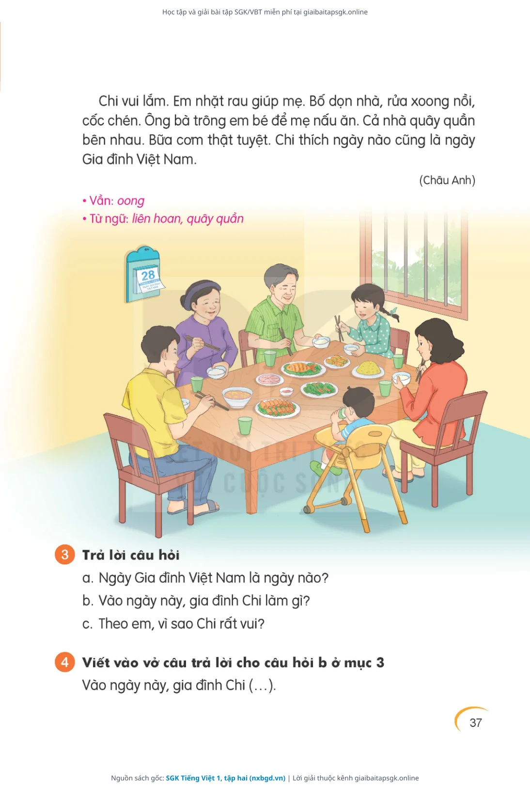 Trang 37 sách giáo khoa SGK Tiếng Việt 1, tập hai thu nhỏ