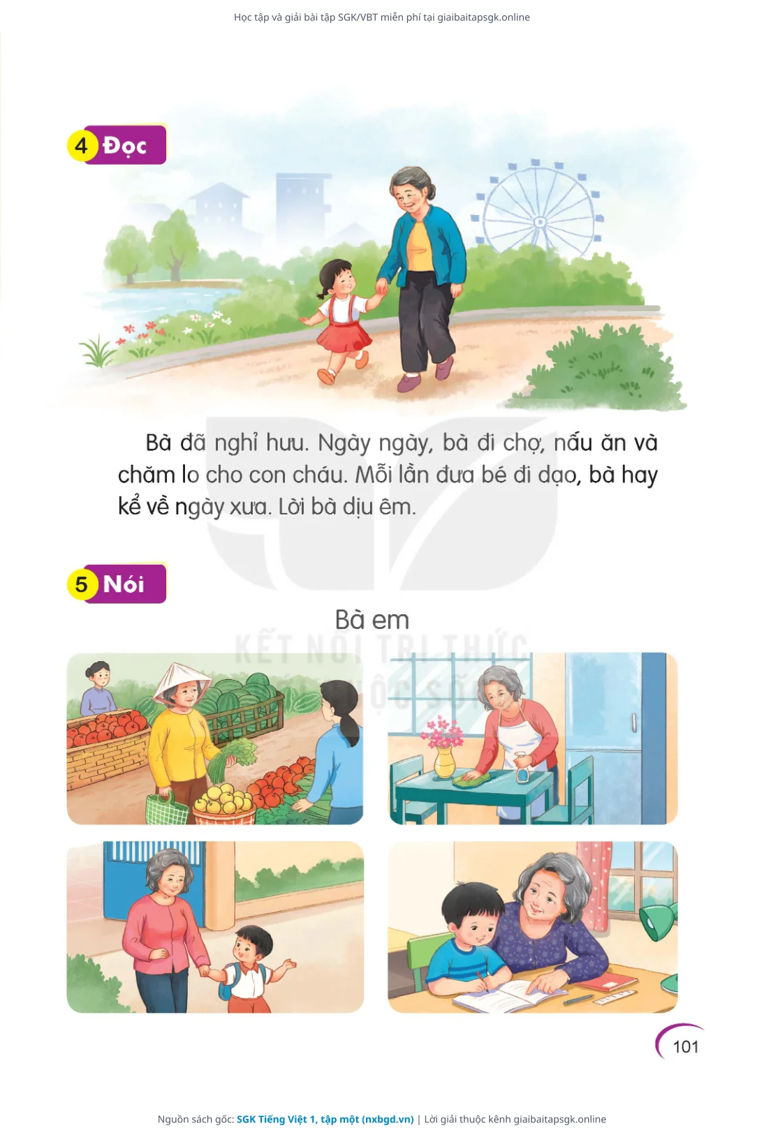 Trang 101 sách giáo khoa SGK Tiếng Việt 1, tập một thu nhỏ