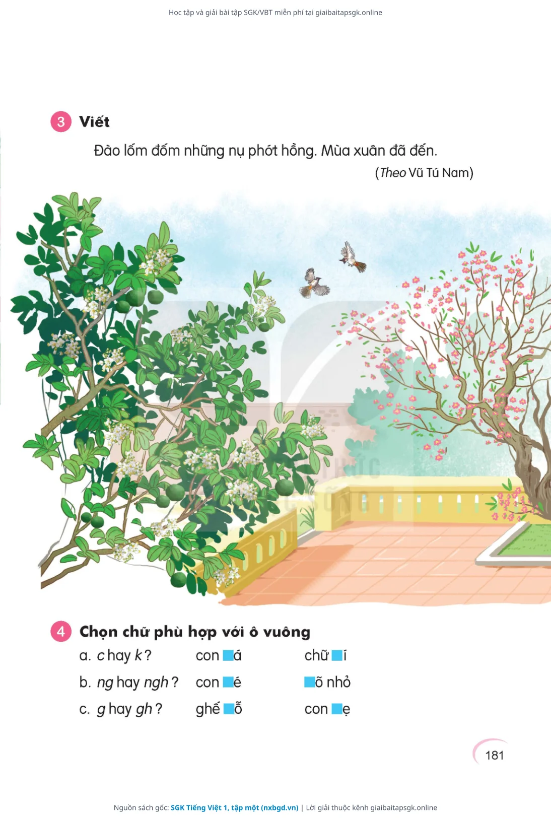 Trang 181 sách giáo khoa SGK Tiếng Việt 1, tập một thu nhỏ