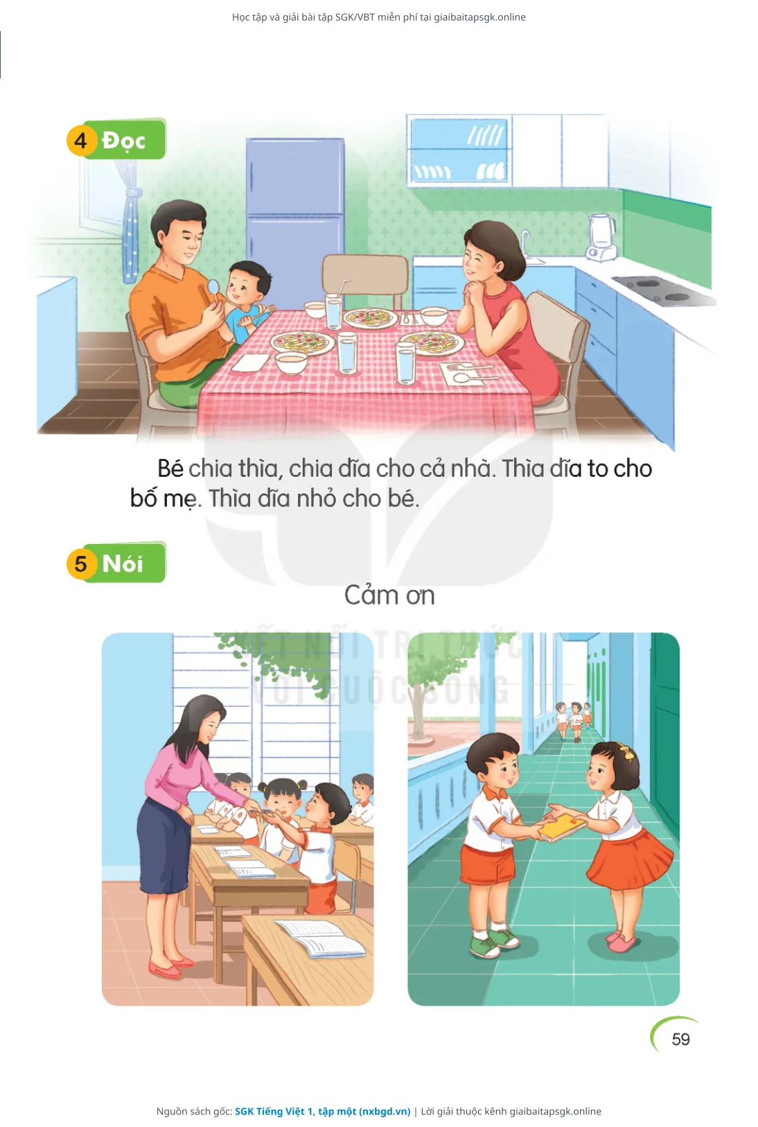 Trang 59 sách giáo khoa SGK Tiếng Việt 1, tập một thu nhỏ