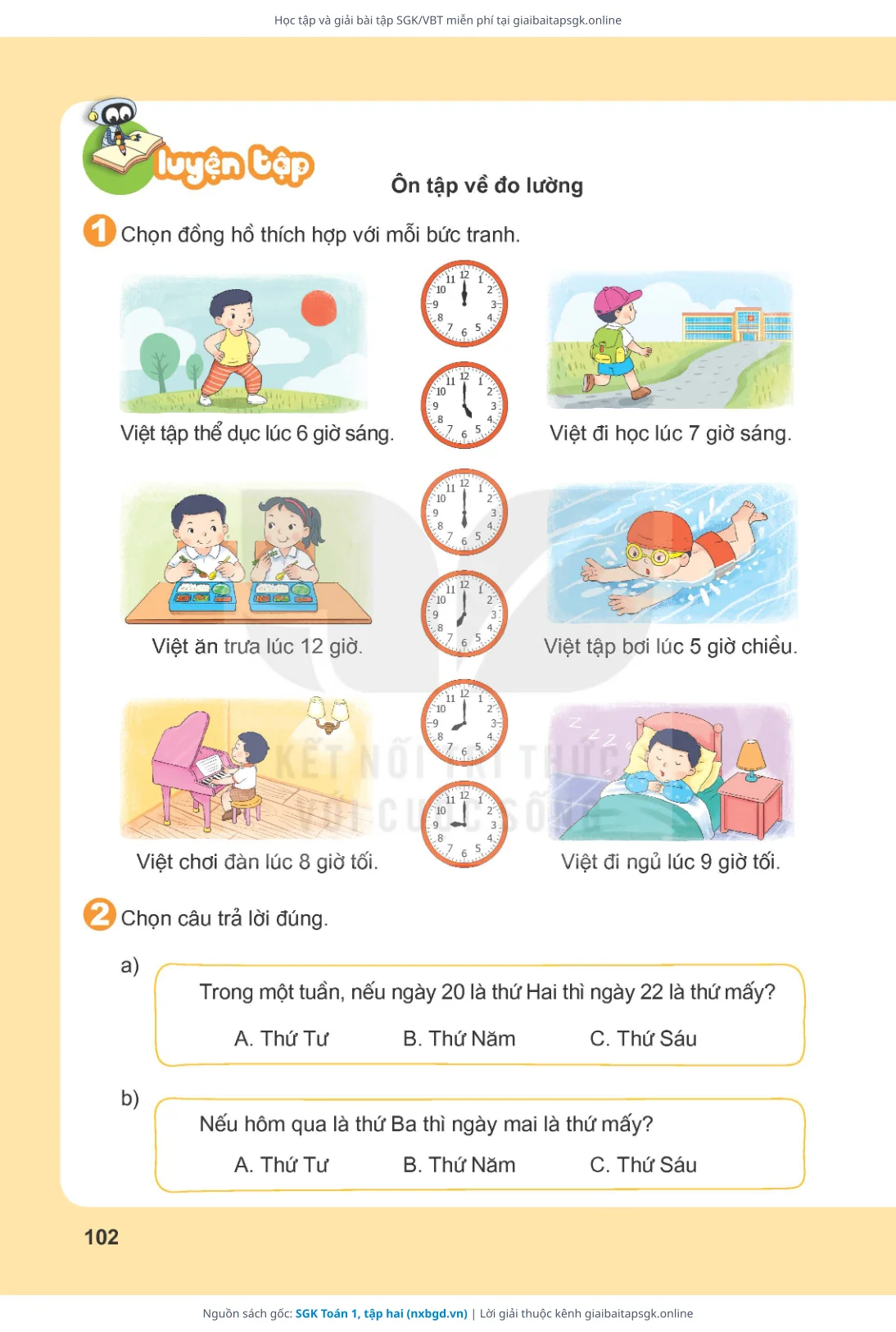 Trang 103 sách giáo khoa SGK Toán 1, tập hai thu nhỏ