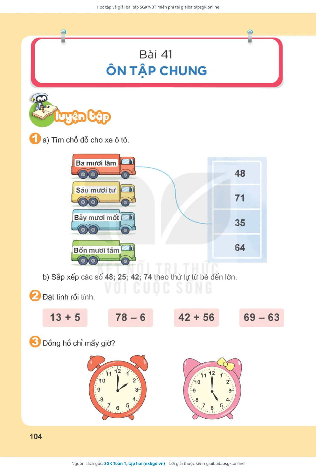 Trang 105 sách giáo khoa SGK Toán 1, tập hai thu nhỏ