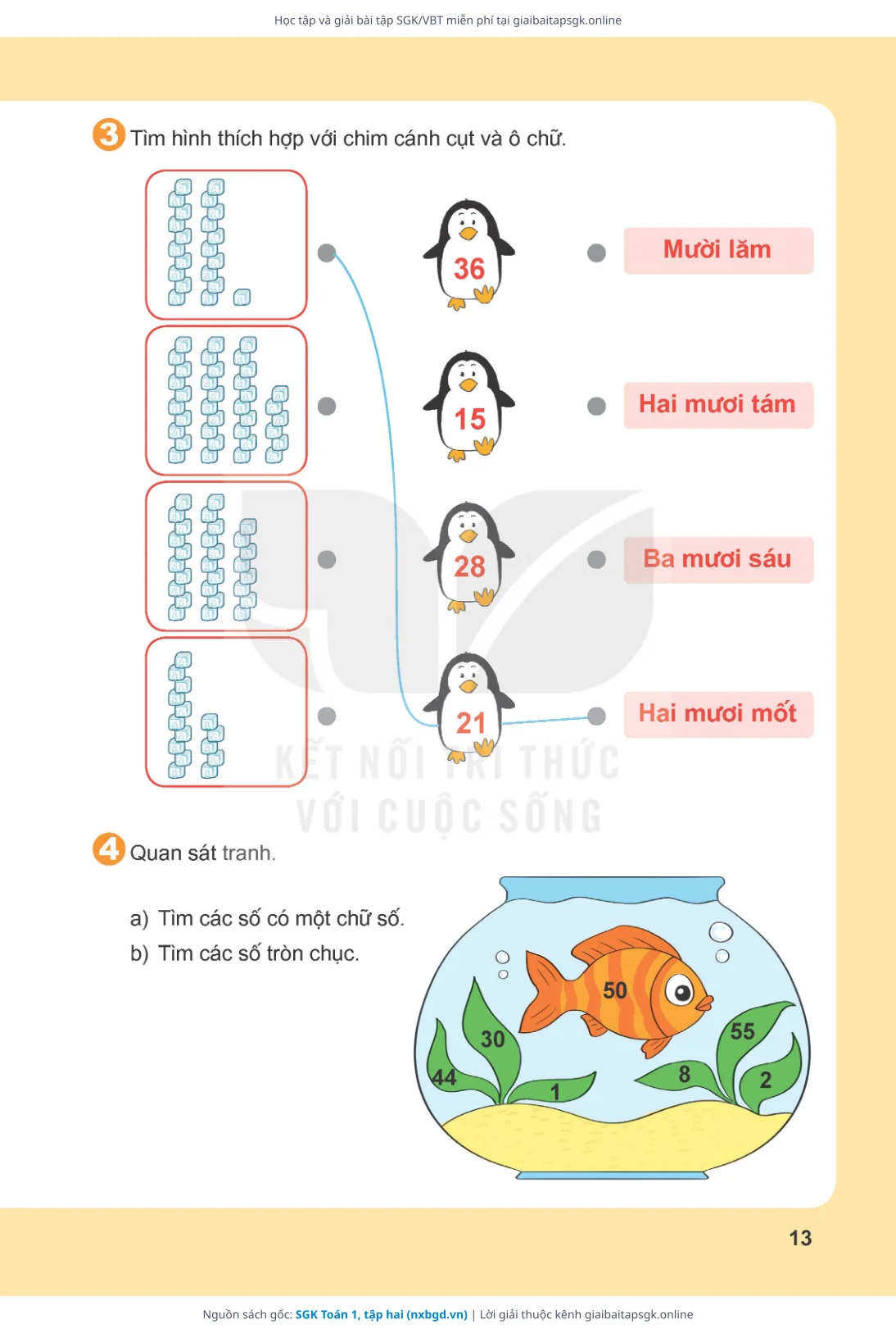 Trang 14 sách giáo khoa SGK Toán 1, tập hai thu nhỏ