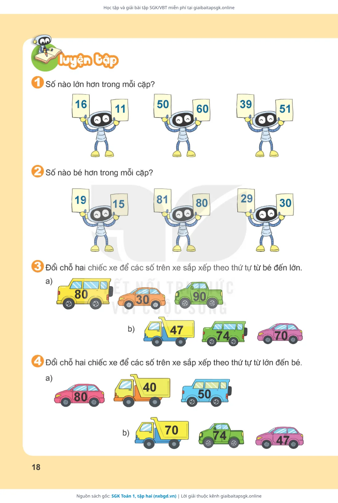 Trang 19 sách giáo khoa SGK Toán 1, tập hai thu nhỏ