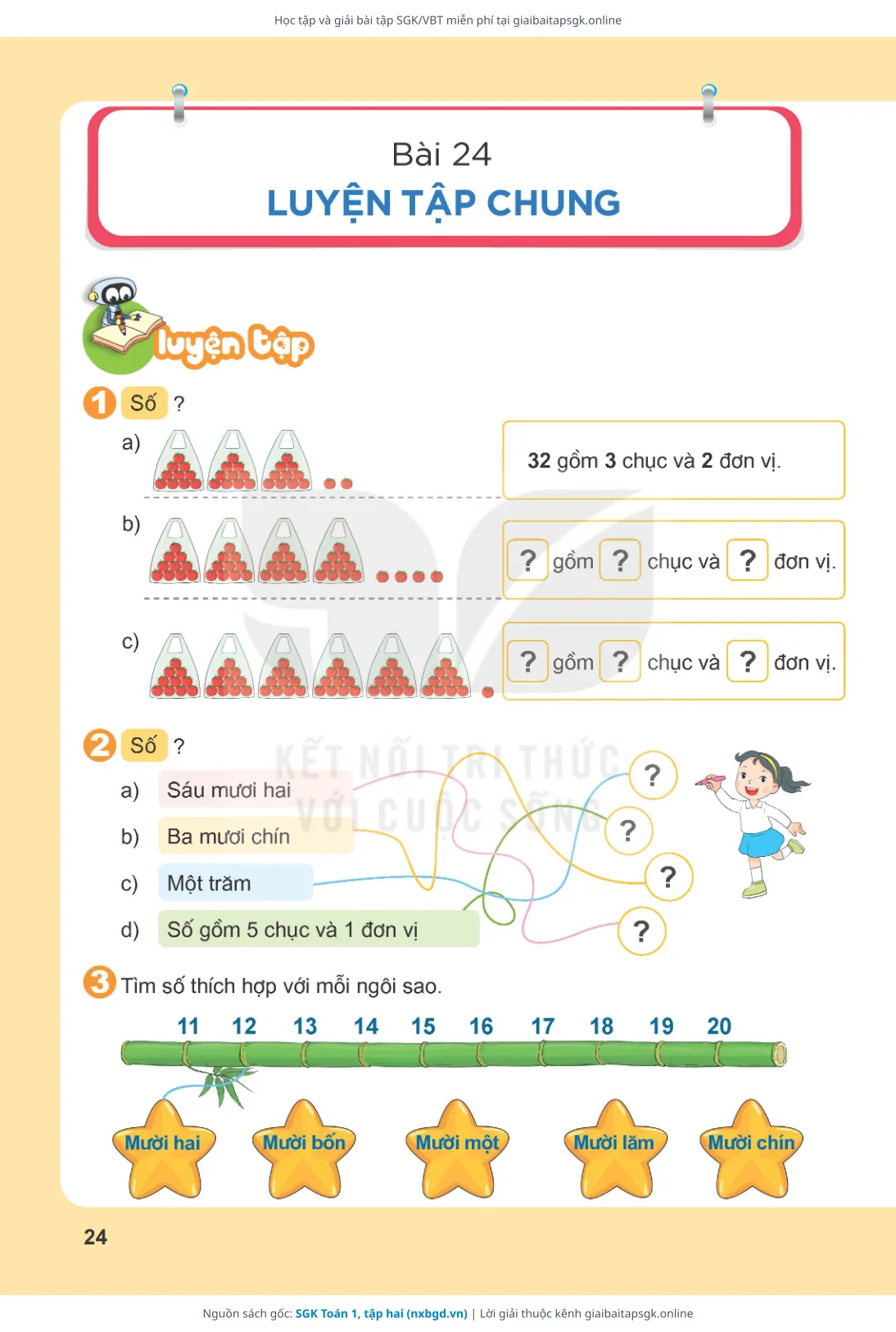Trang 25 sách giáo khoa SGK Toán 1, tập hai thu nhỏ