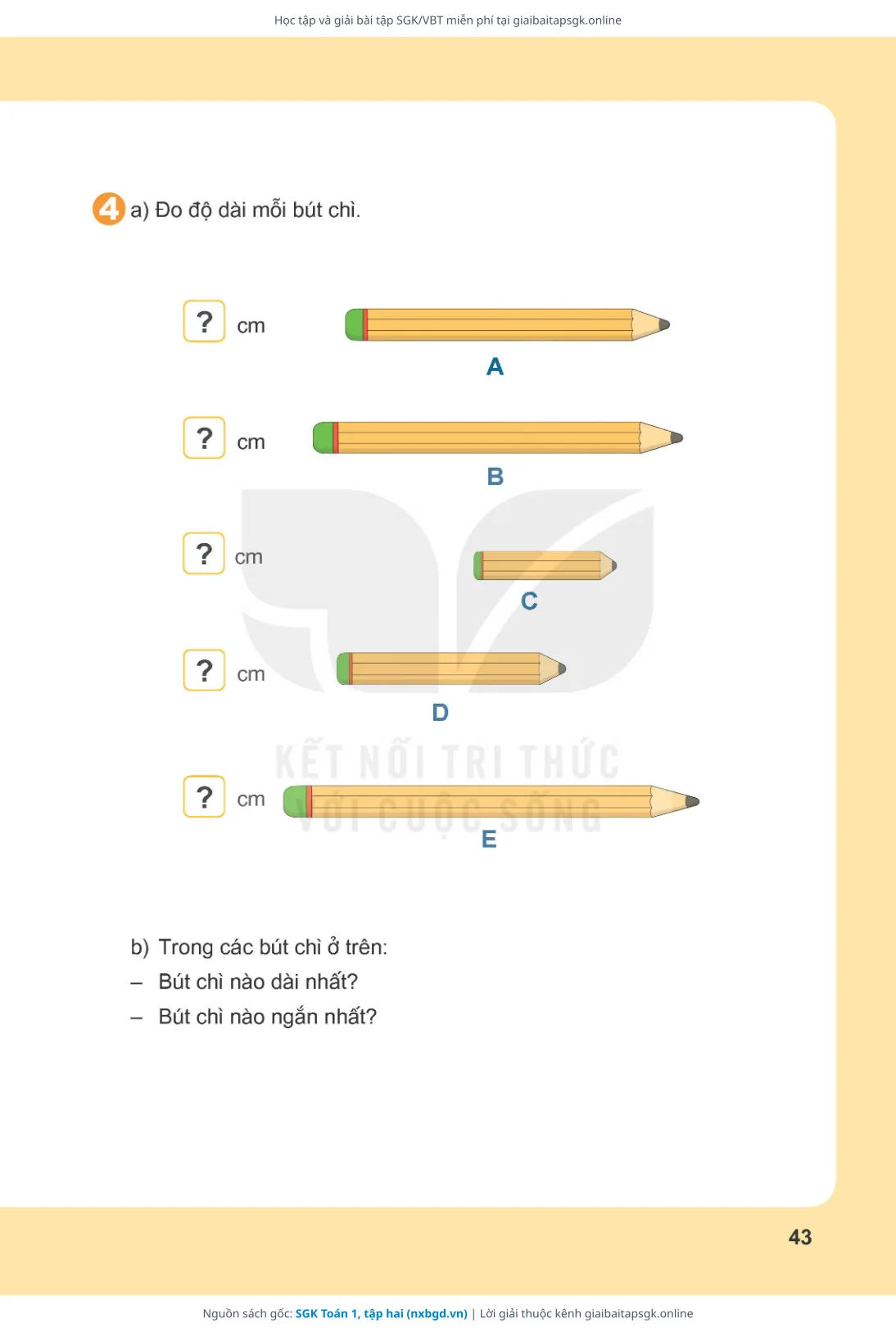 Trang 44 sách giáo khoa SGK Toán 1, tập hai thu nhỏ