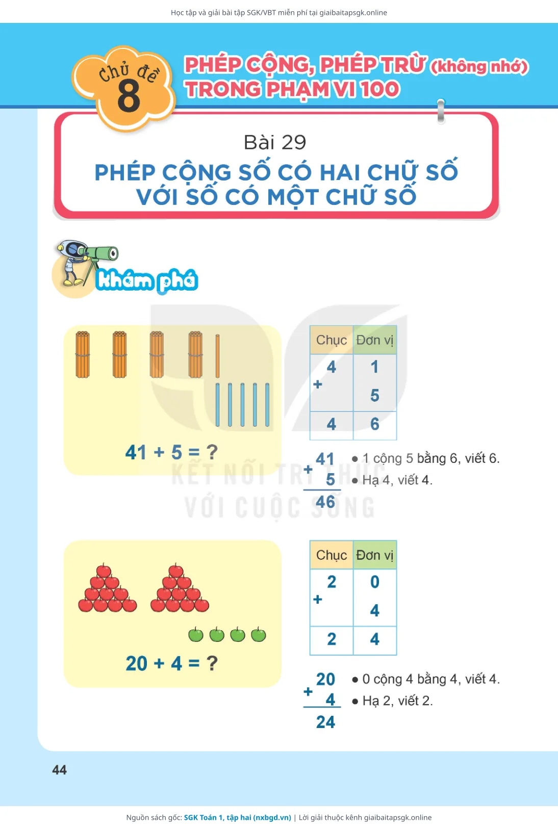 Trang 45 sách giáo khoa SGK Toán 1, tập hai thu nhỏ