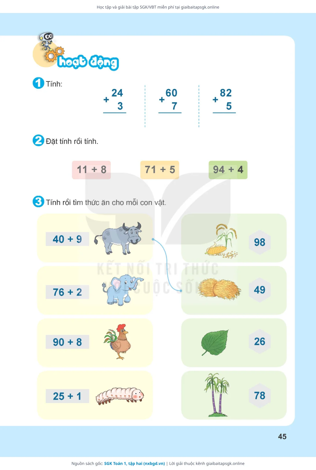 Trang 46 sách giáo khoa SGK Toán 1, tập hai thu nhỏ