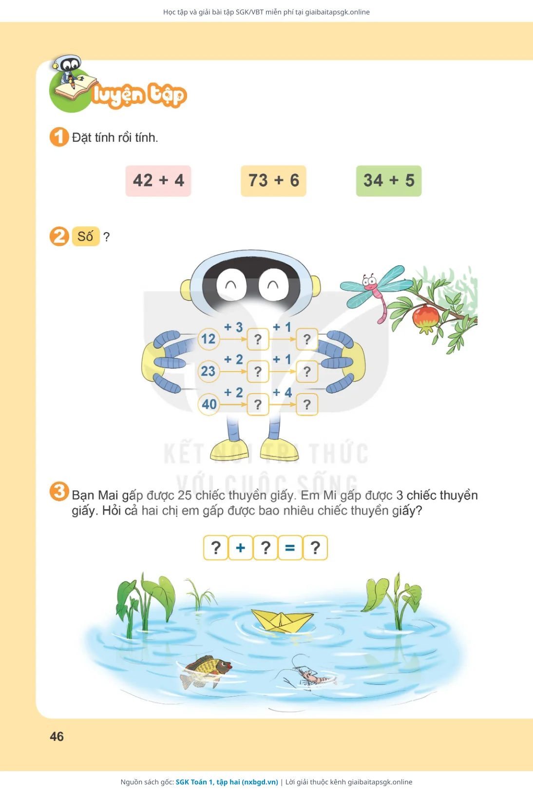 Trang 47 sách giáo khoa SGK Toán 1, tập hai thu nhỏ