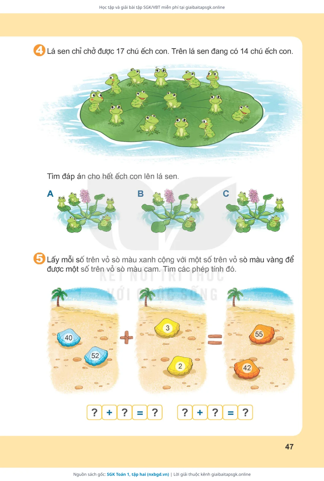 Trang 47 sách giáo khoa SGK Toán 1, tập hai bản chuẩn