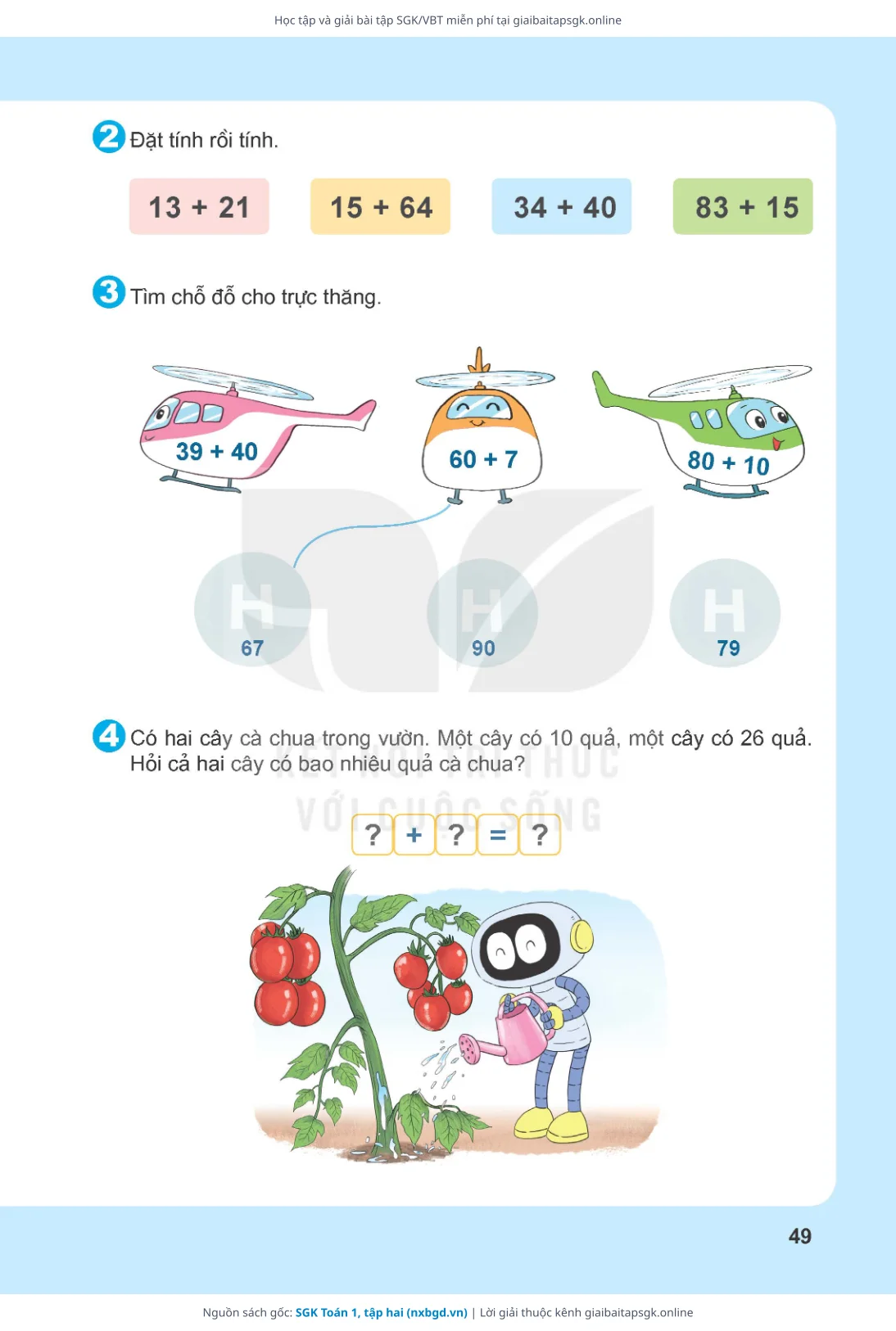 Trang 50 sách giáo khoa SGK Toán 1, tập hai thu nhỏ