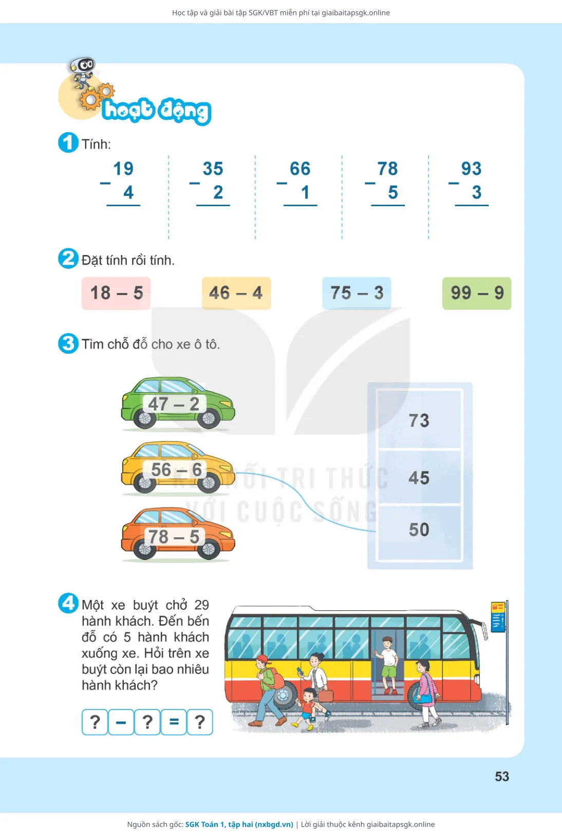 Trang 54 sách giáo khoa SGK Toán 1, tập hai thu nhỏ