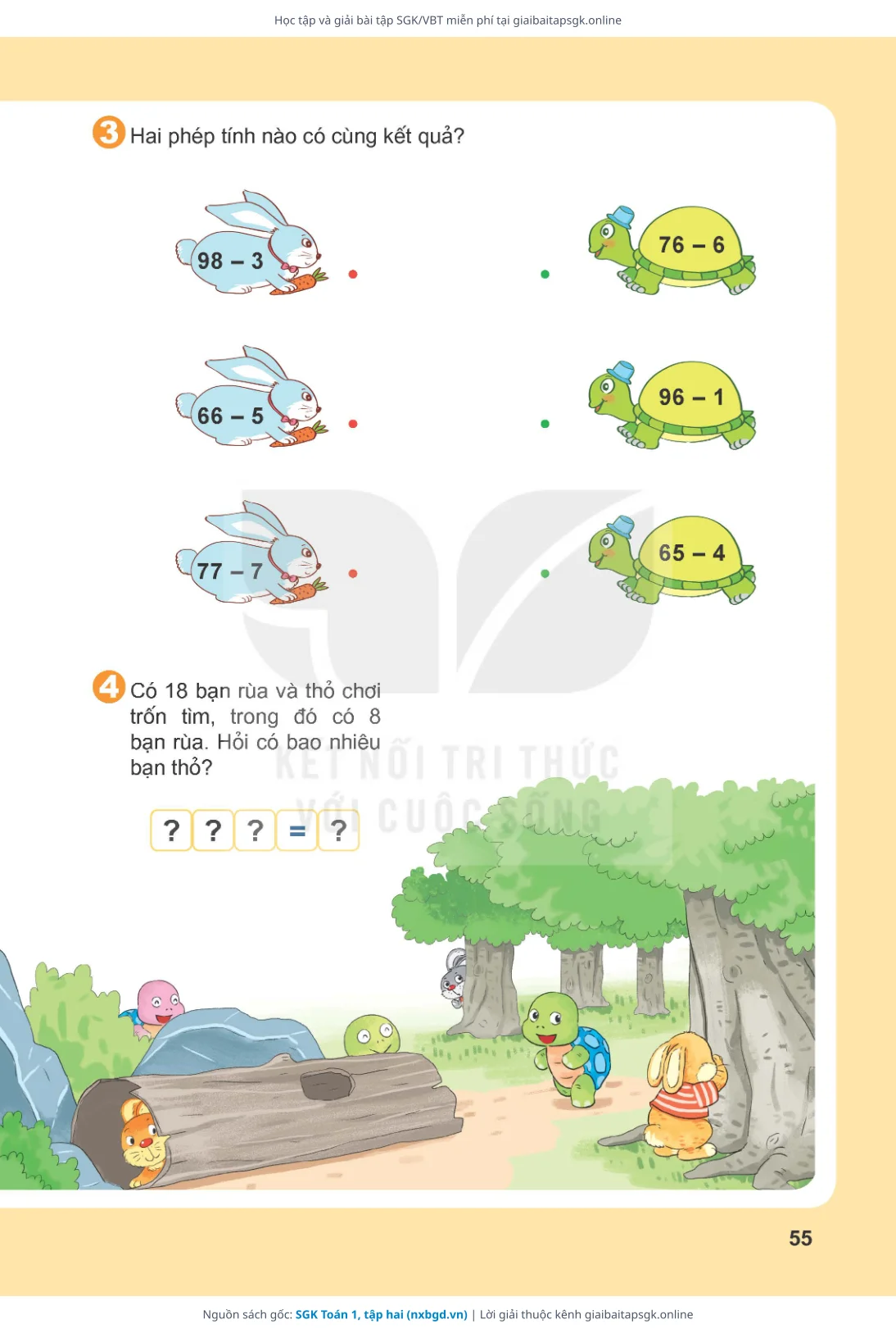 Trang 56 sách giáo khoa SGK Toán 1, tập hai thu nhỏ