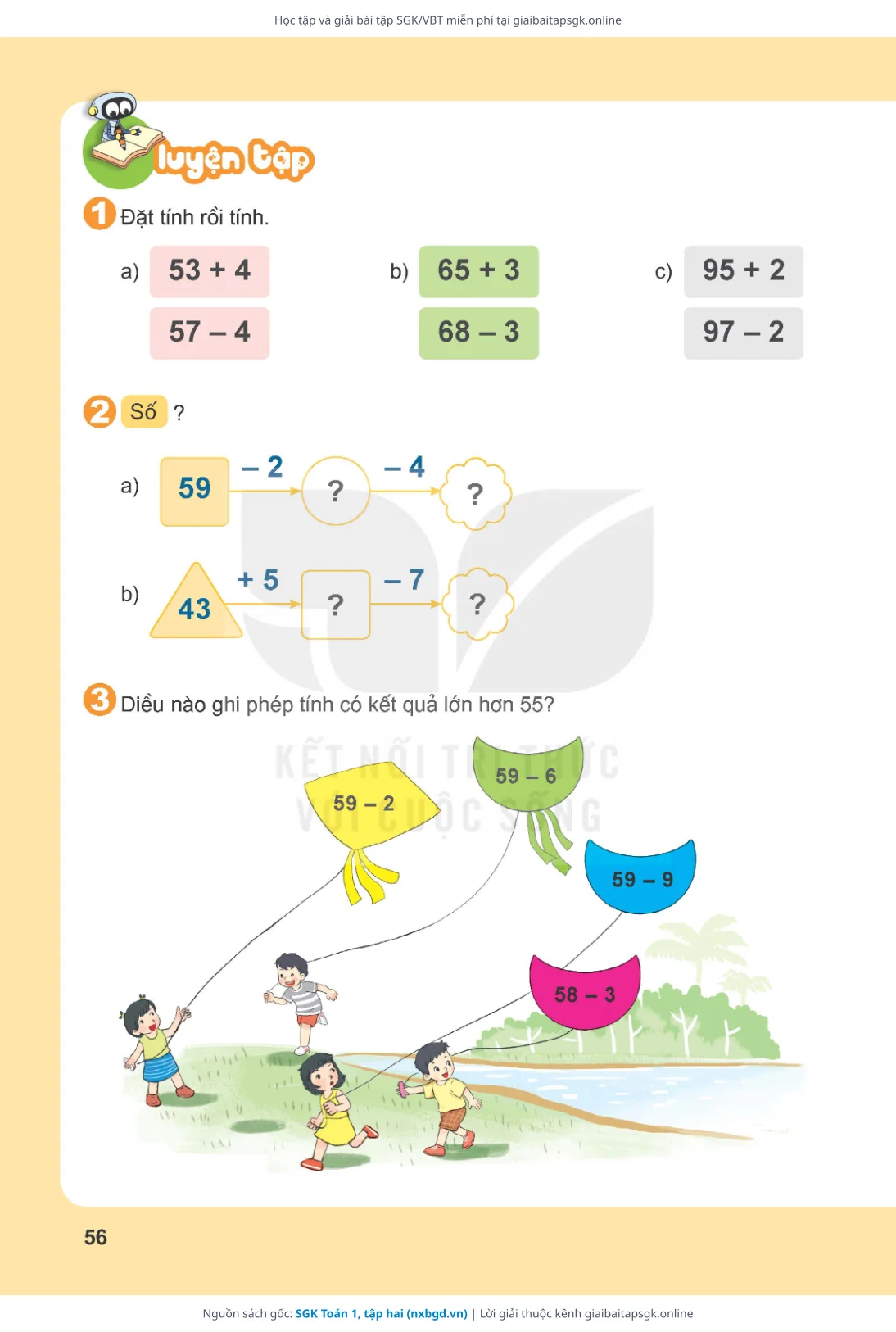 Trang 57 sách giáo khoa SGK Toán 1, tập hai thu nhỏ