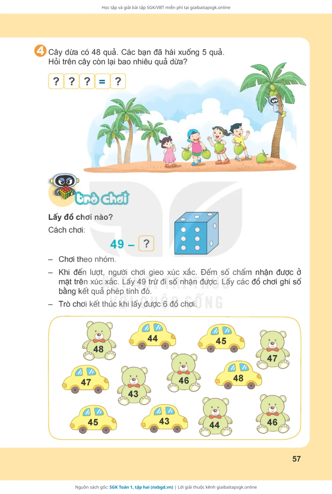 Trang 58 sách giáo khoa SGK Toán 1, tập hai thu nhỏ