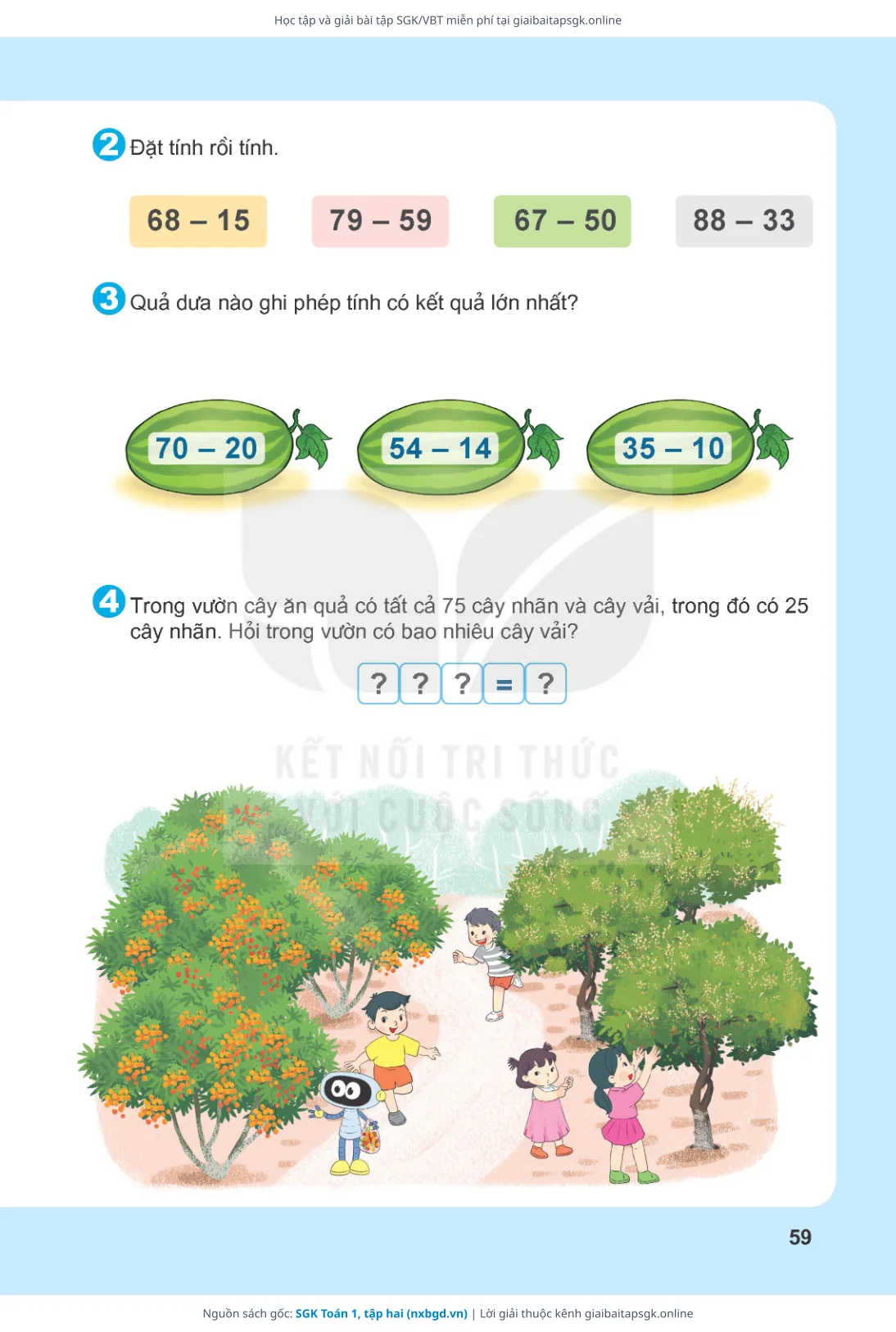 Trang 60 sách giáo khoa SGK Toán 1, tập hai thu nhỏ