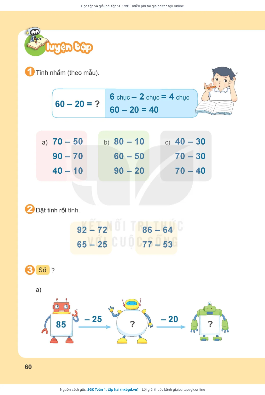 Trang 61 sách giáo khoa SGK Toán 1, tập hai thu nhỏ