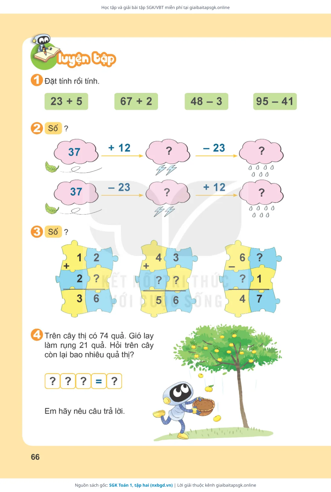 Trang 67 sách giáo khoa SGK Toán 1, tập hai thu nhỏ