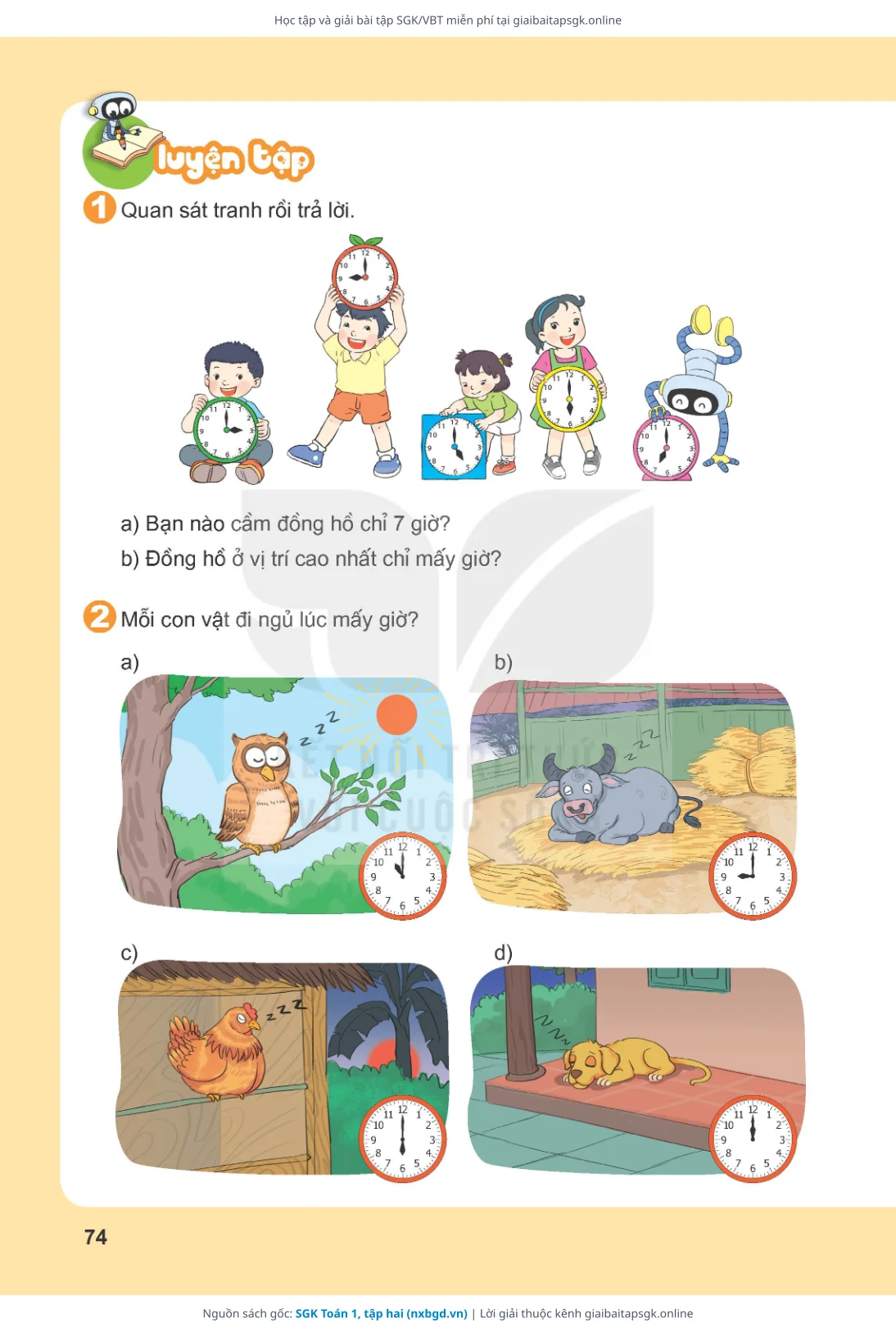 Trang 75 sách giáo khoa SGK Toán 1, tập hai thu nhỏ