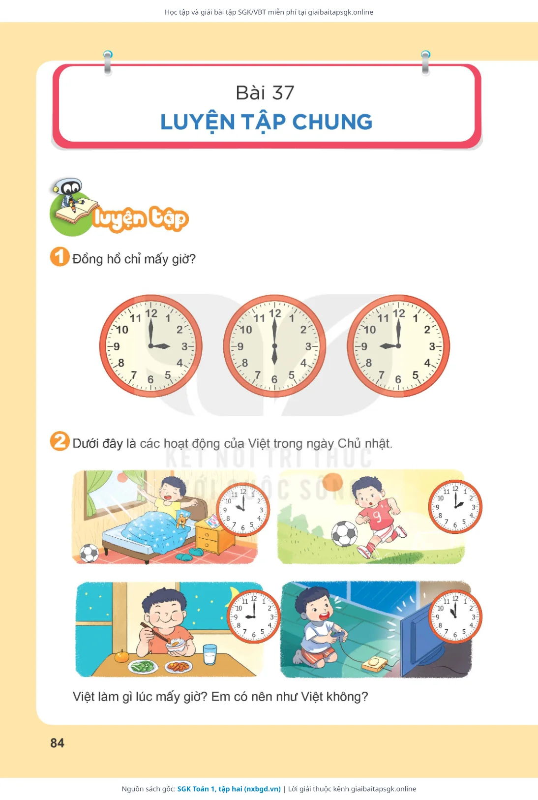 Trang 85 sách giáo khoa SGK Toán 1, tập hai thu nhỏ