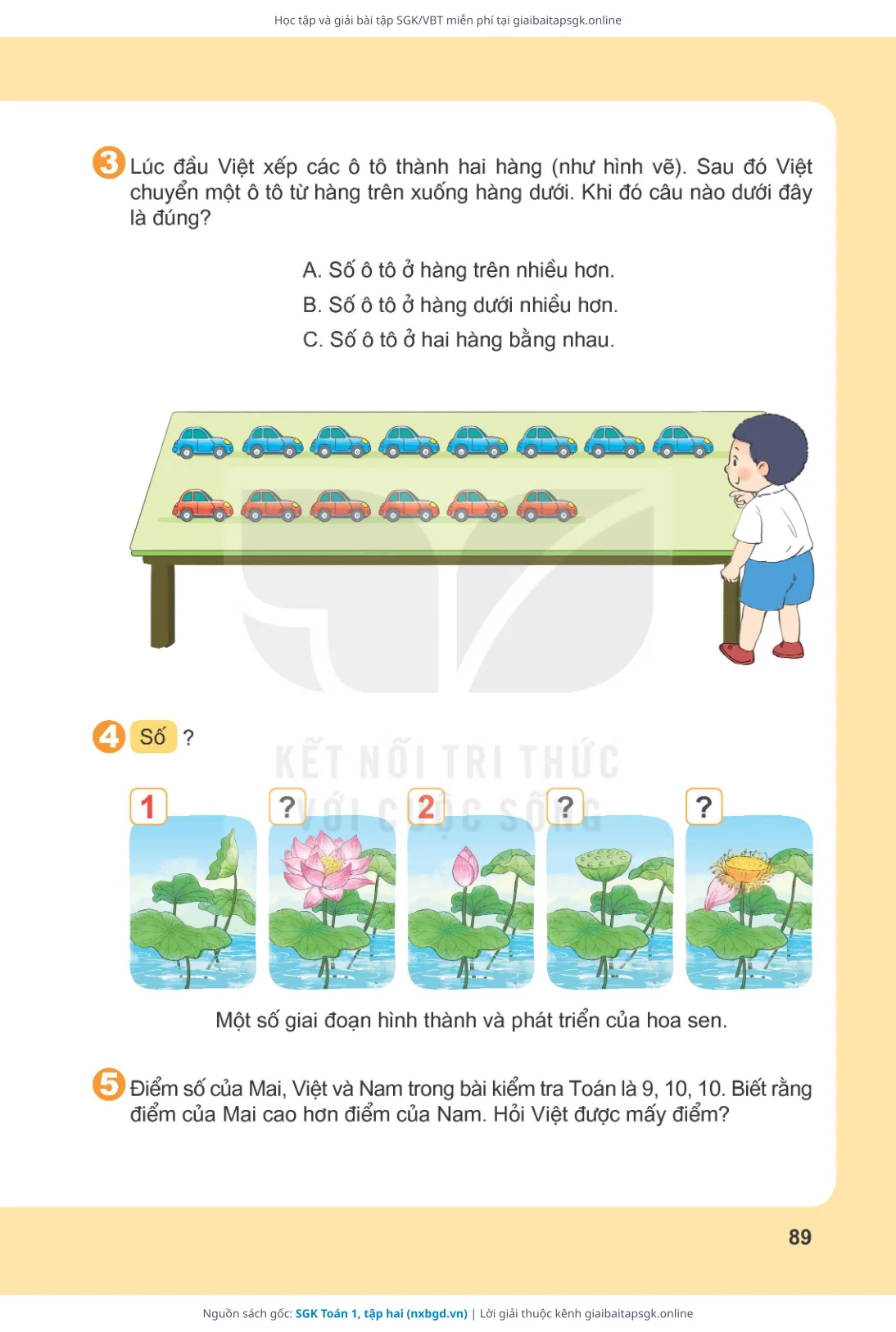 Trang 90 sách giáo khoa SGK Toán 1, tập hai thu nhỏ