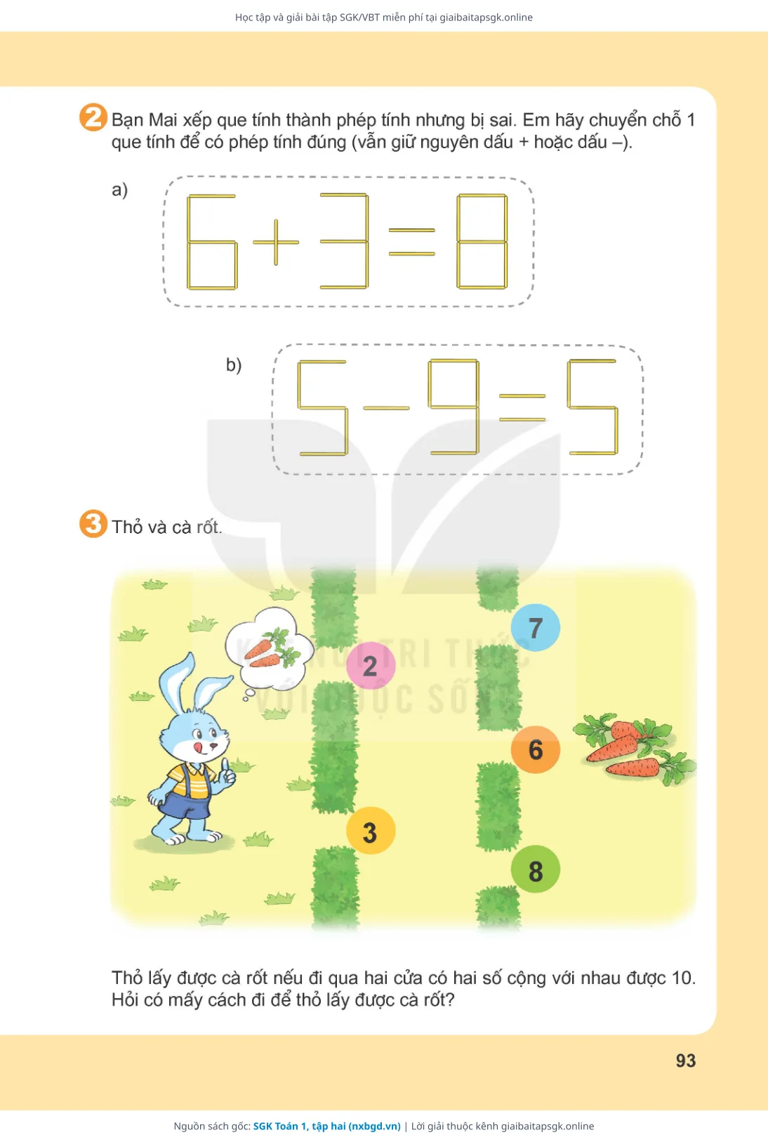 Trang 94 sách giáo khoa SGK Toán 1, tập hai thu nhỏ
