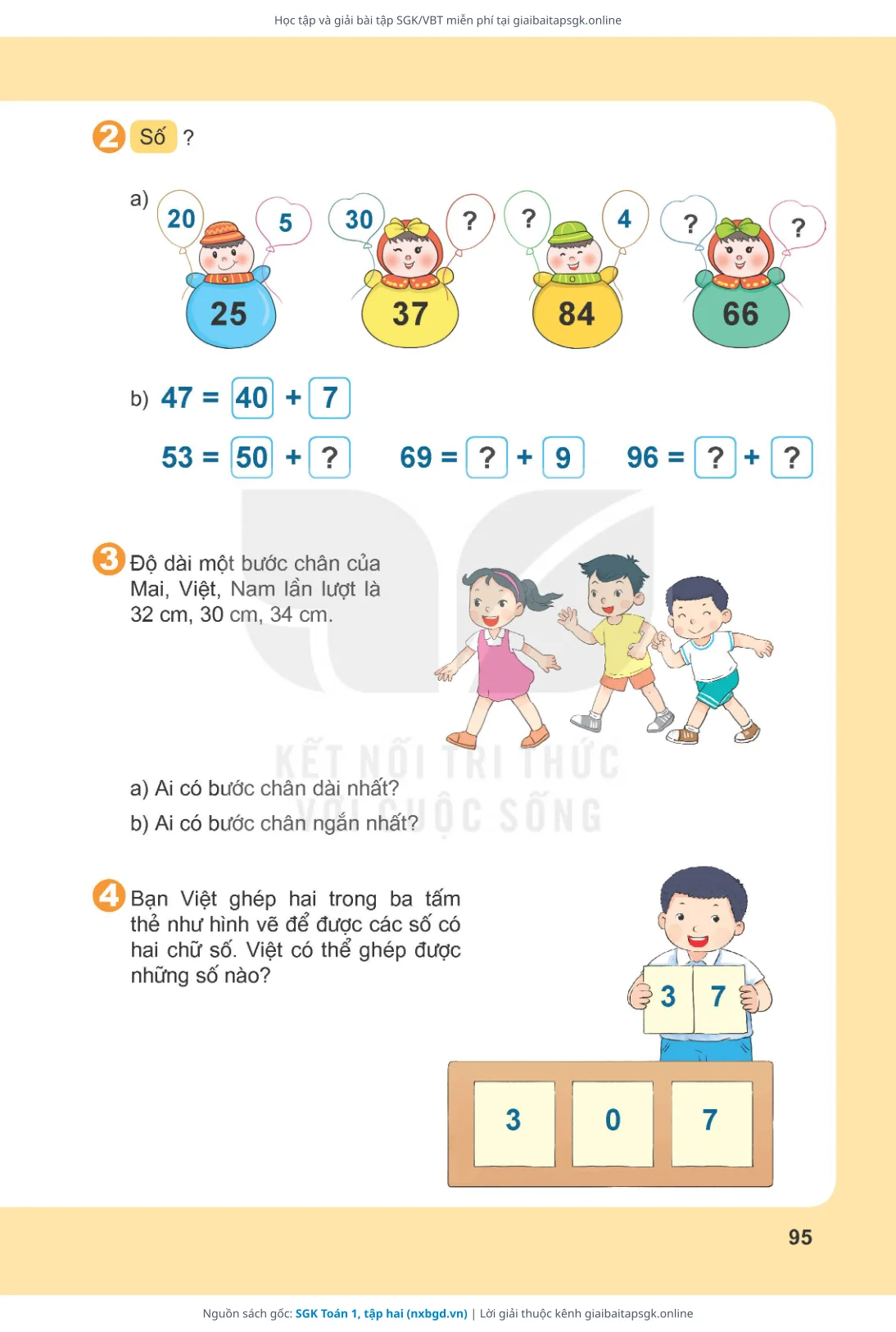 Trang 96 sách giáo khoa SGK Toán 1, tập hai thu nhỏ