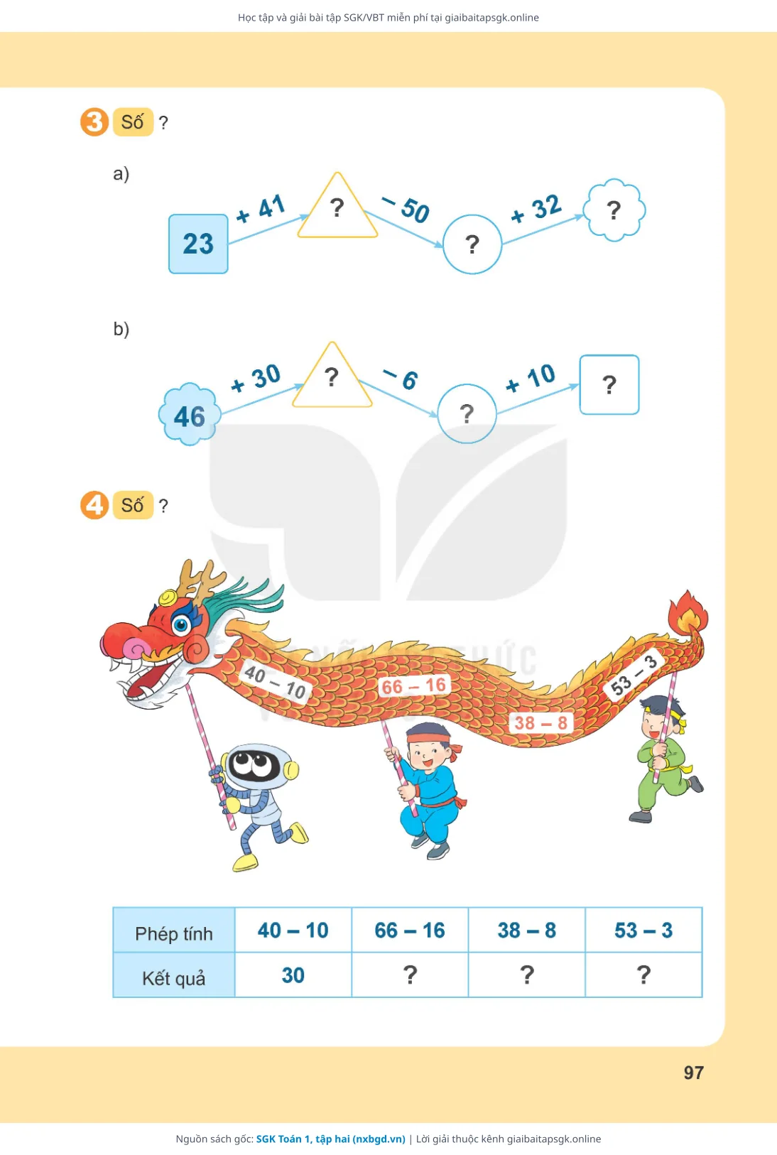Trang 98 sách giáo khoa SGK Toán 1, tập hai thu nhỏ